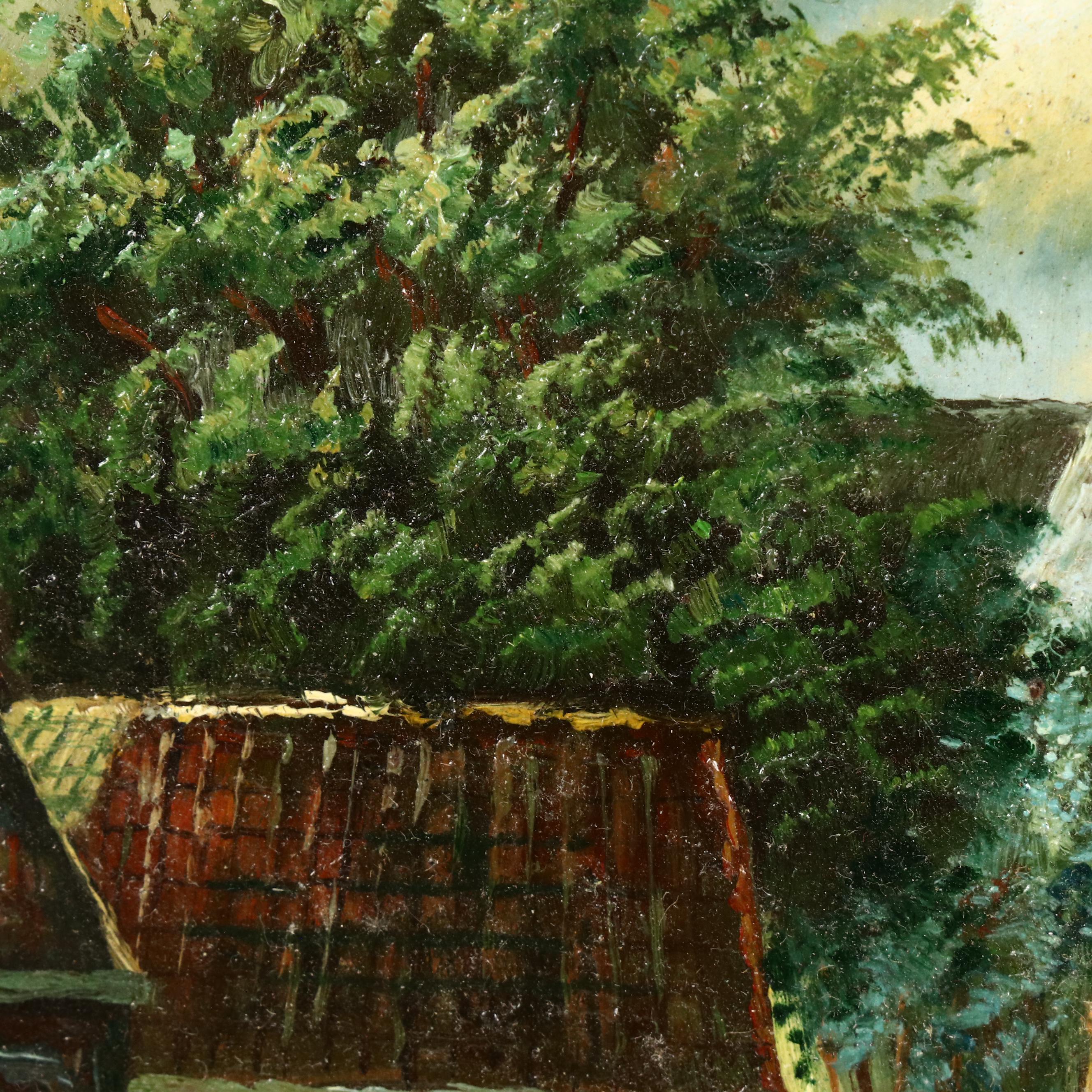 Oil Painting with Street Scene, Late 19th / 20th Century