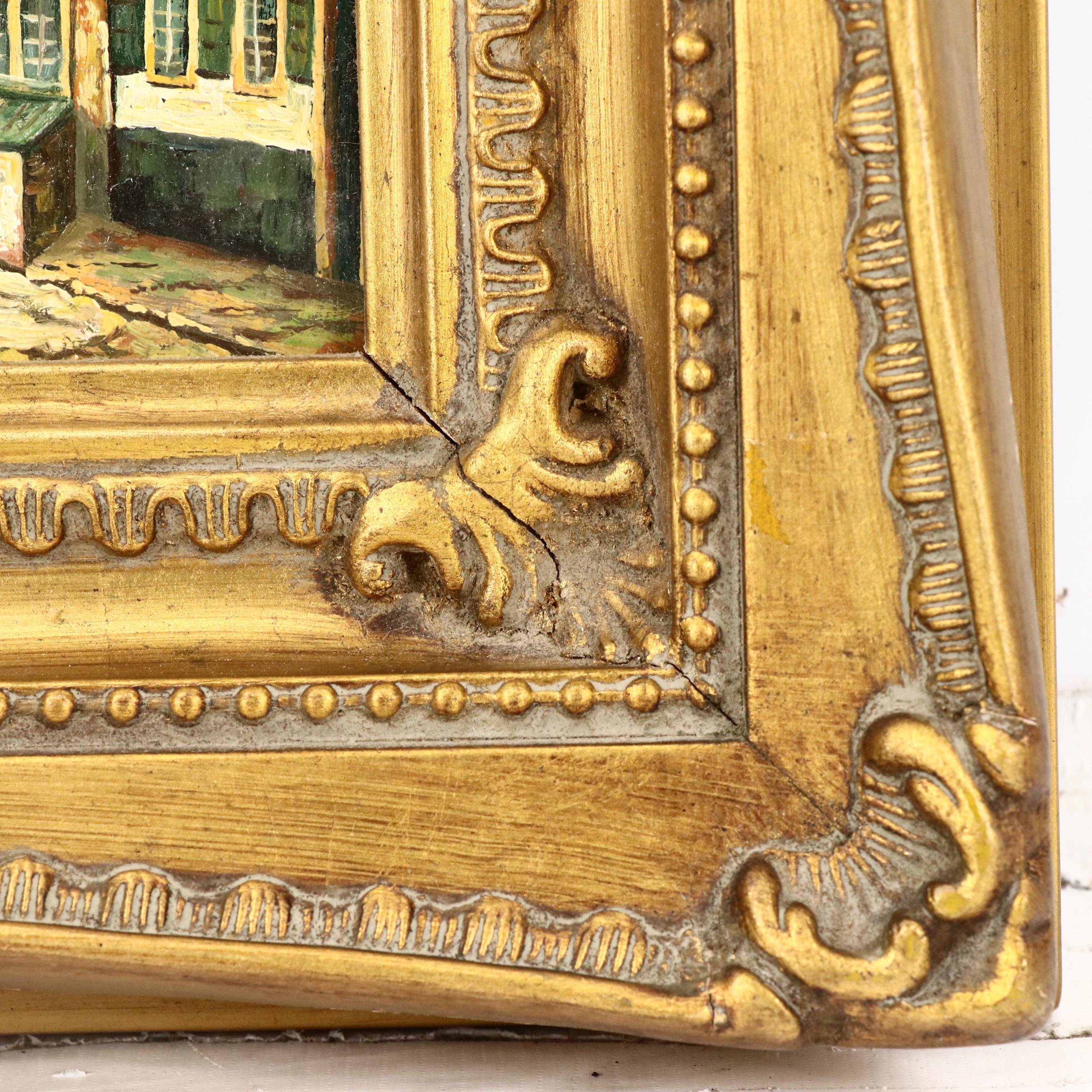 Oil Painting with Street Scene, Late 19th / 20th Century