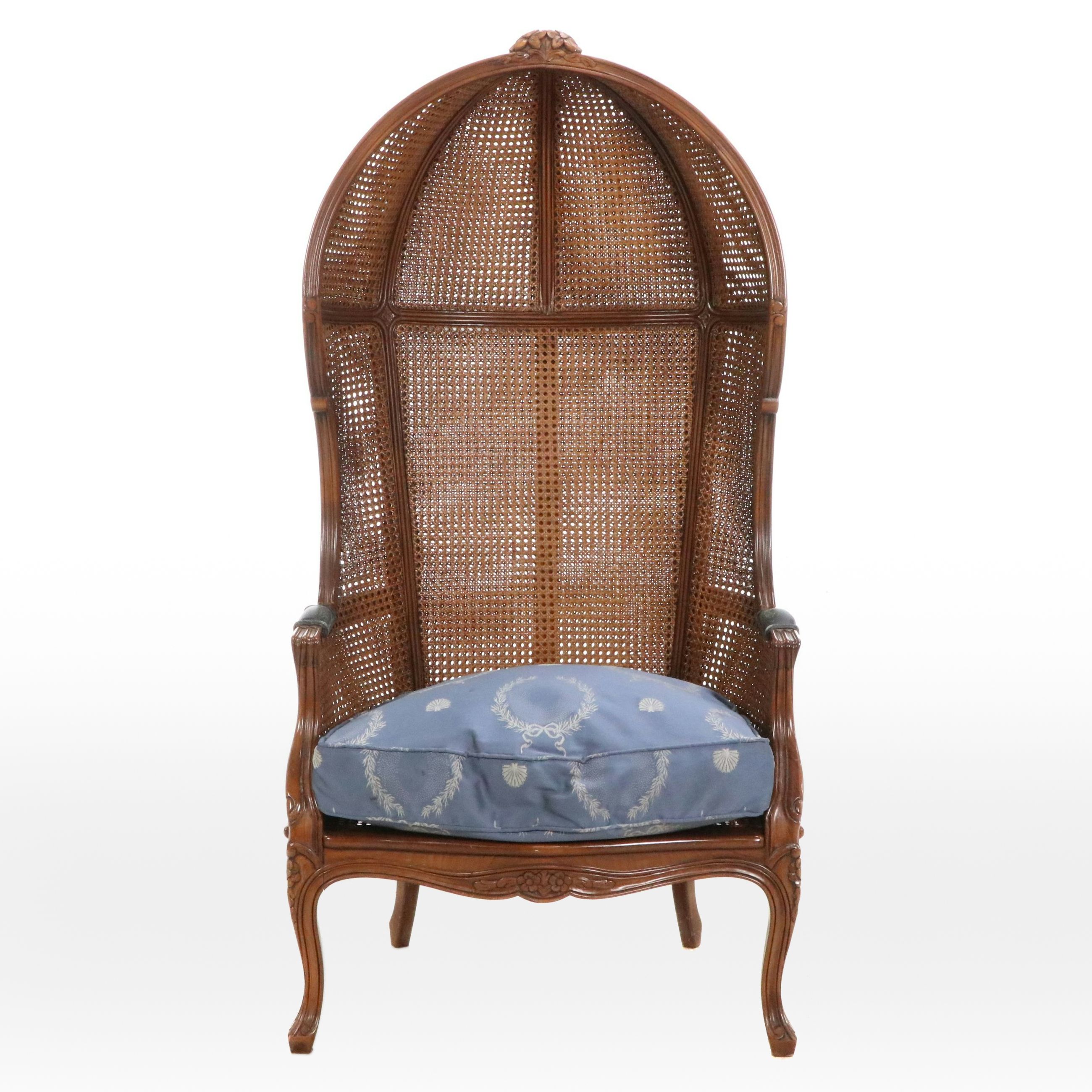 Louis XV Style Caned Wood Porter's Chair, Mid-20th Century
