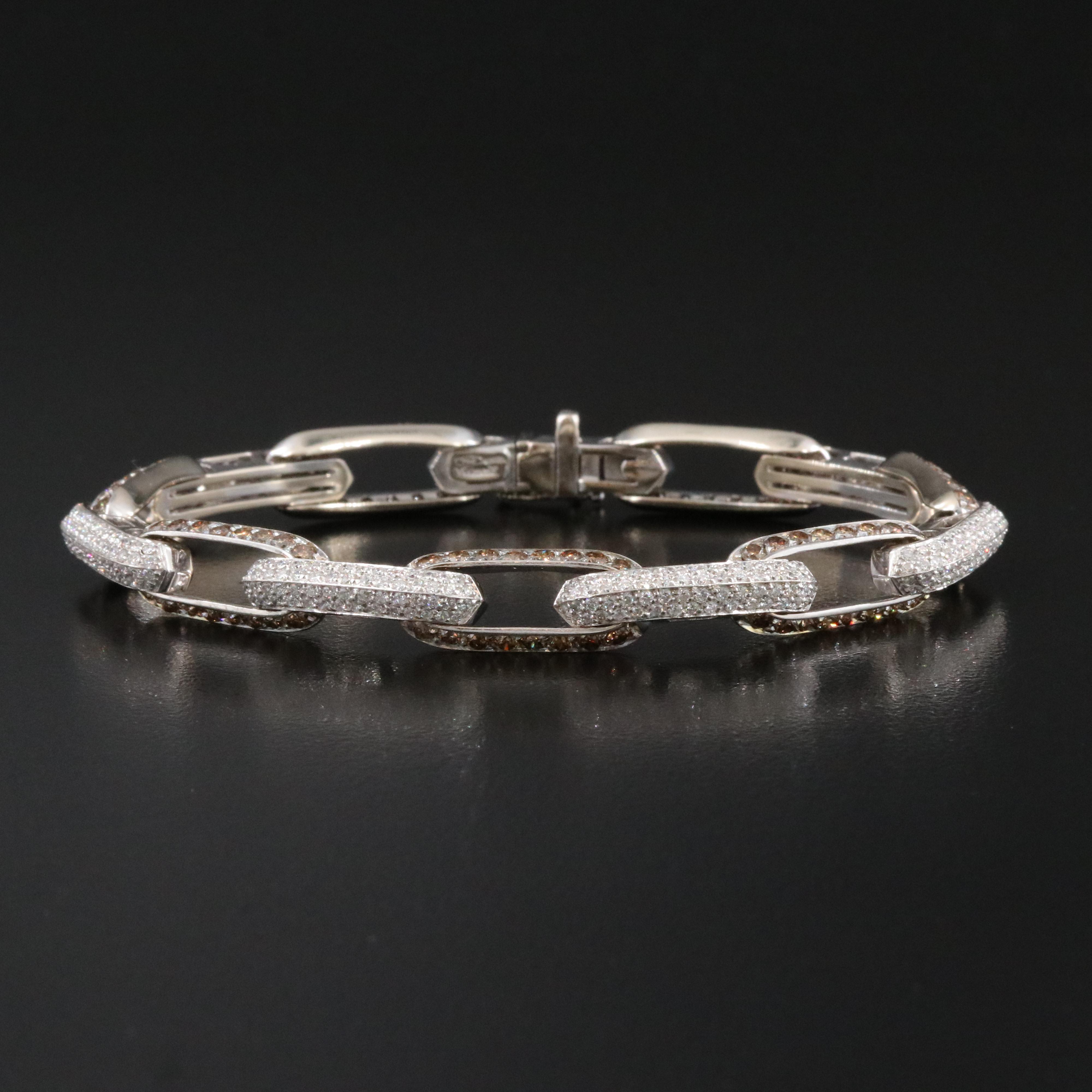 Marco Valente Italy 18K 7.01 CTW Diamond Chain Bracelet Including Fancy Brown