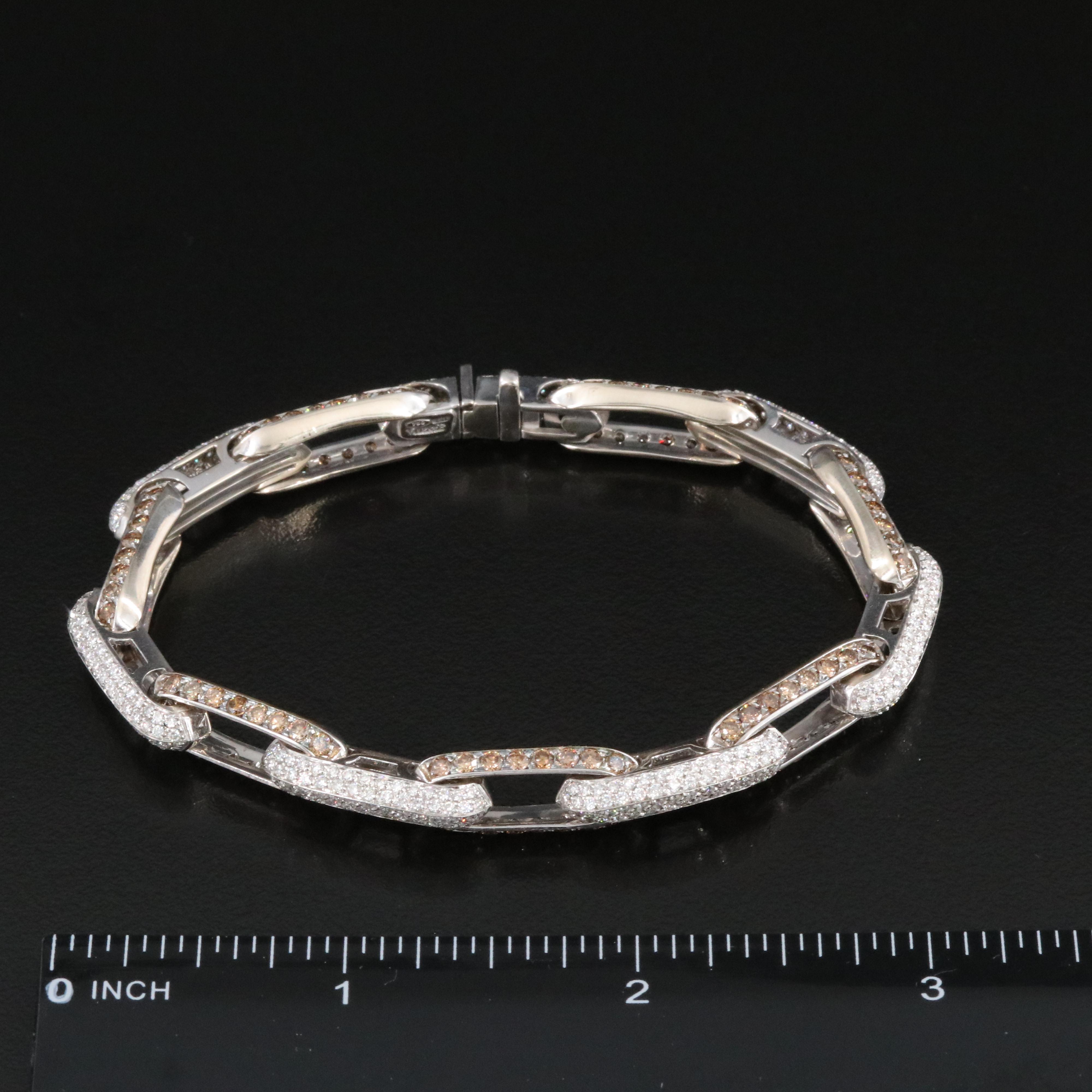 Marco Valente Italy 18K 7.01 CTW Diamond Chain Bracelet Including Fancy Brown