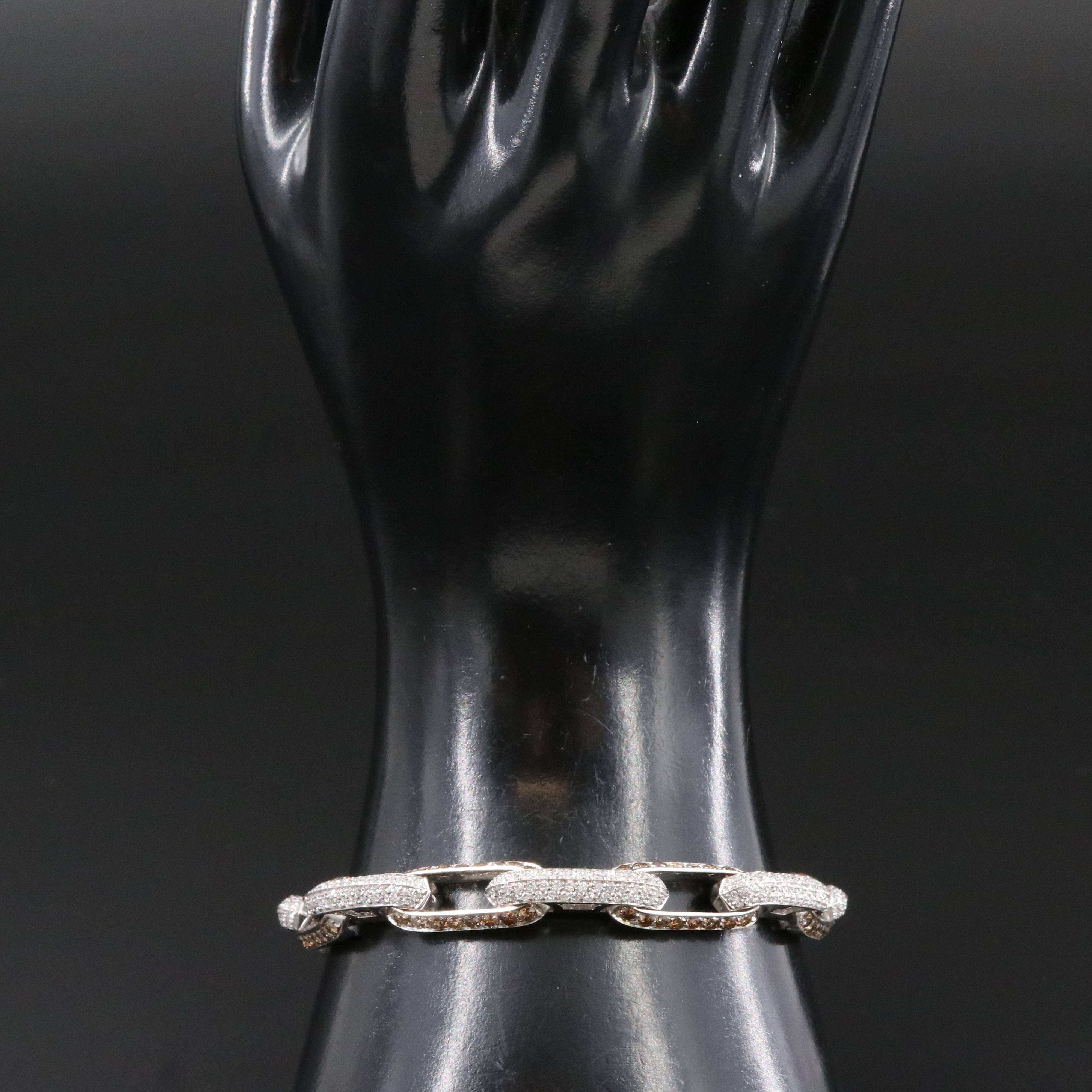 Marco Valente Italy 18K 7.01 CTW Diamond Chain Bracelet Including Fancy Brown