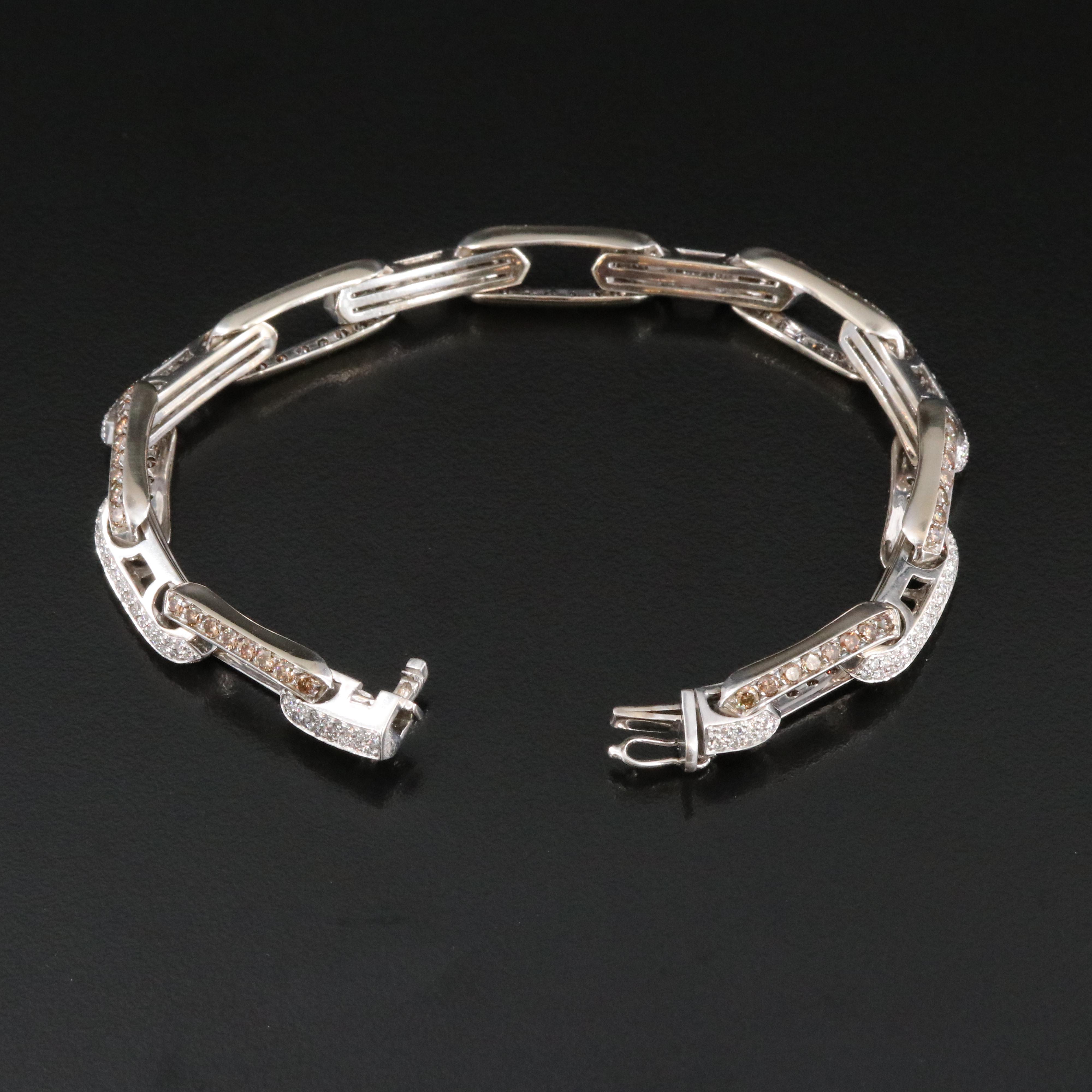 Marco Valente Italy 18K 7.01 CTW Diamond Chain Bracelet Including Fancy Brown