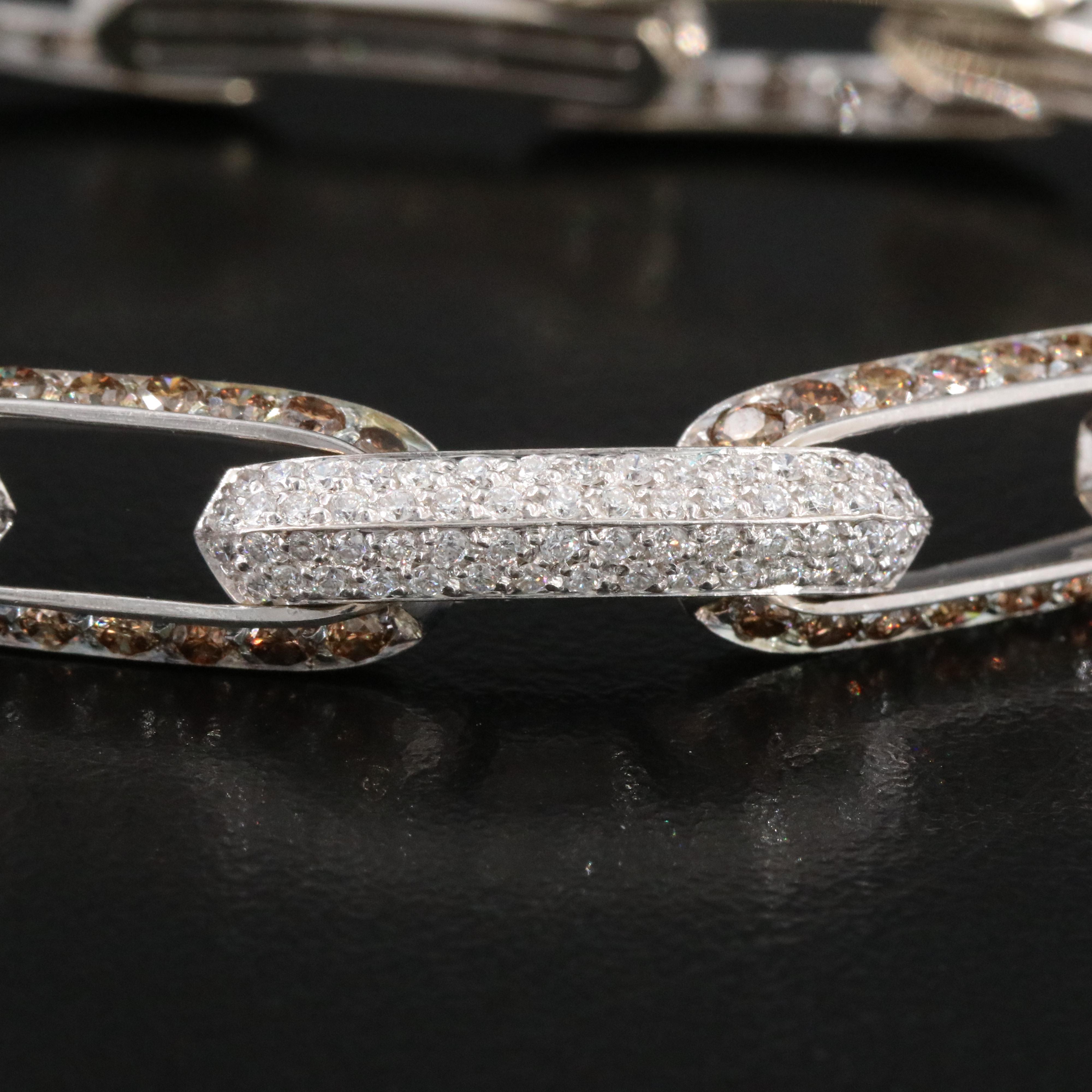 Marco Valente Italy 18K 7.01 CTW Diamond Chain Bracelet Including Fancy Brown