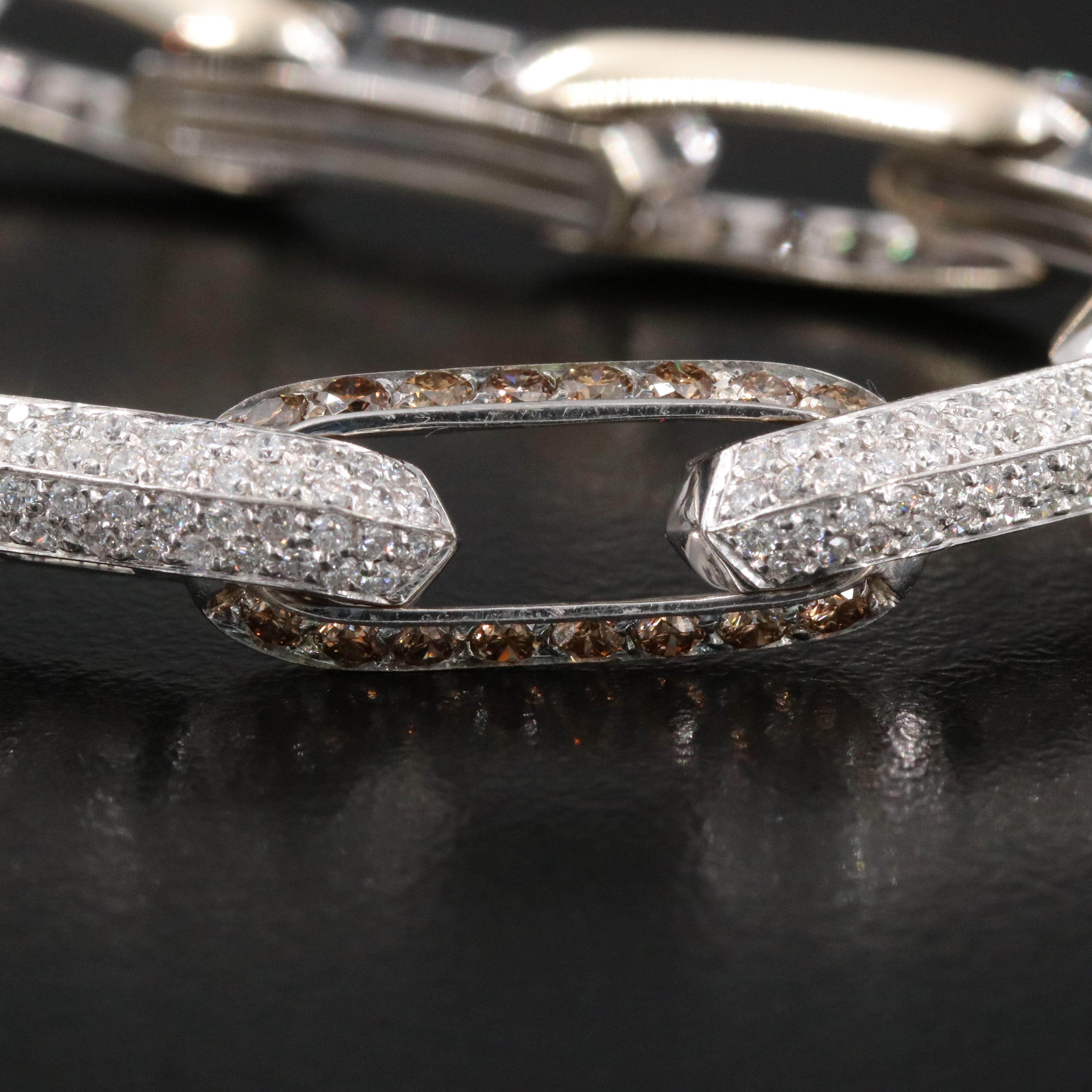 Marco Valente Italy 18K 7.01 CTW Diamond Chain Bracelet Including Fancy Brown