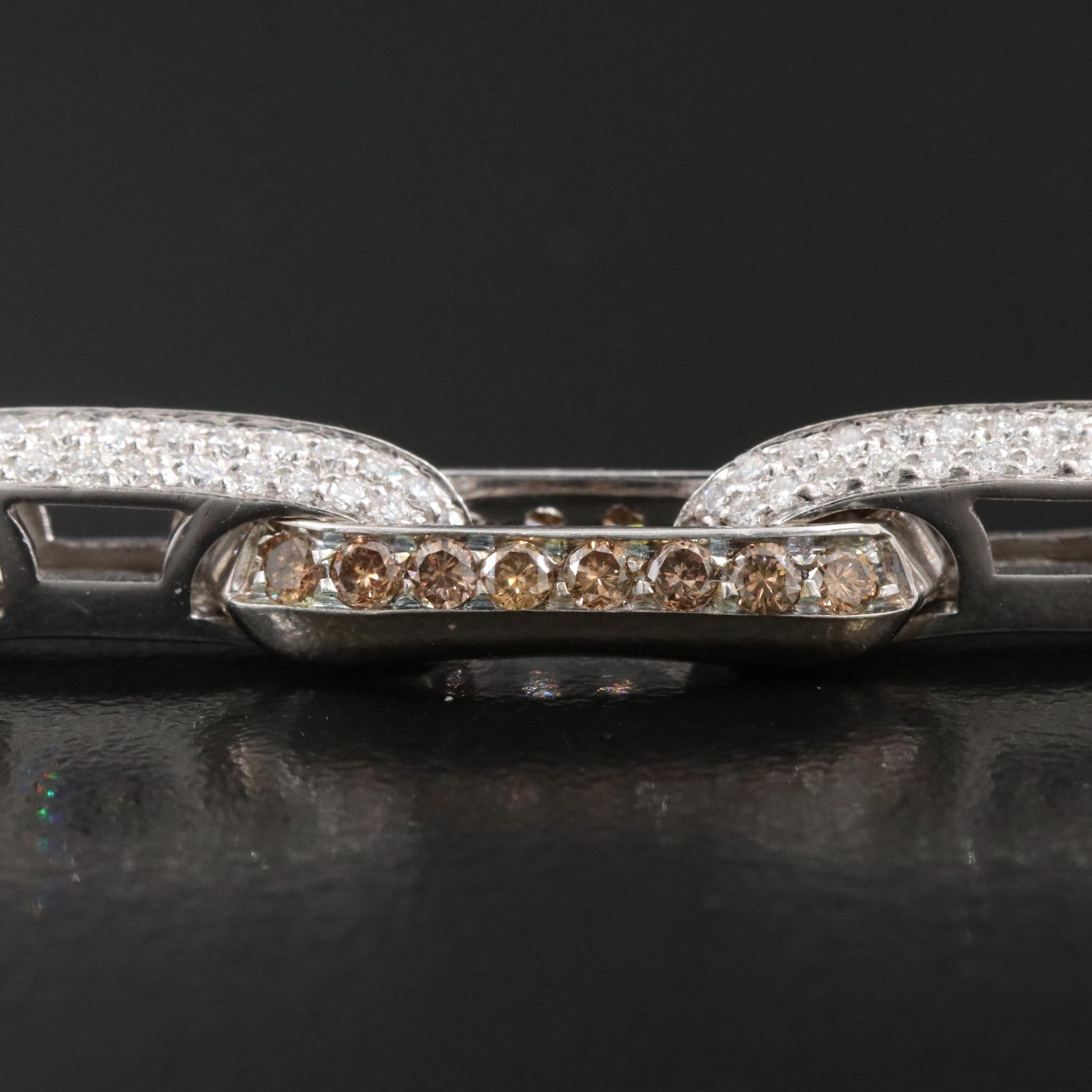 Marco Valente Italy 18K 7.01 CTW Diamond Chain Bracelet Including Fancy Brown