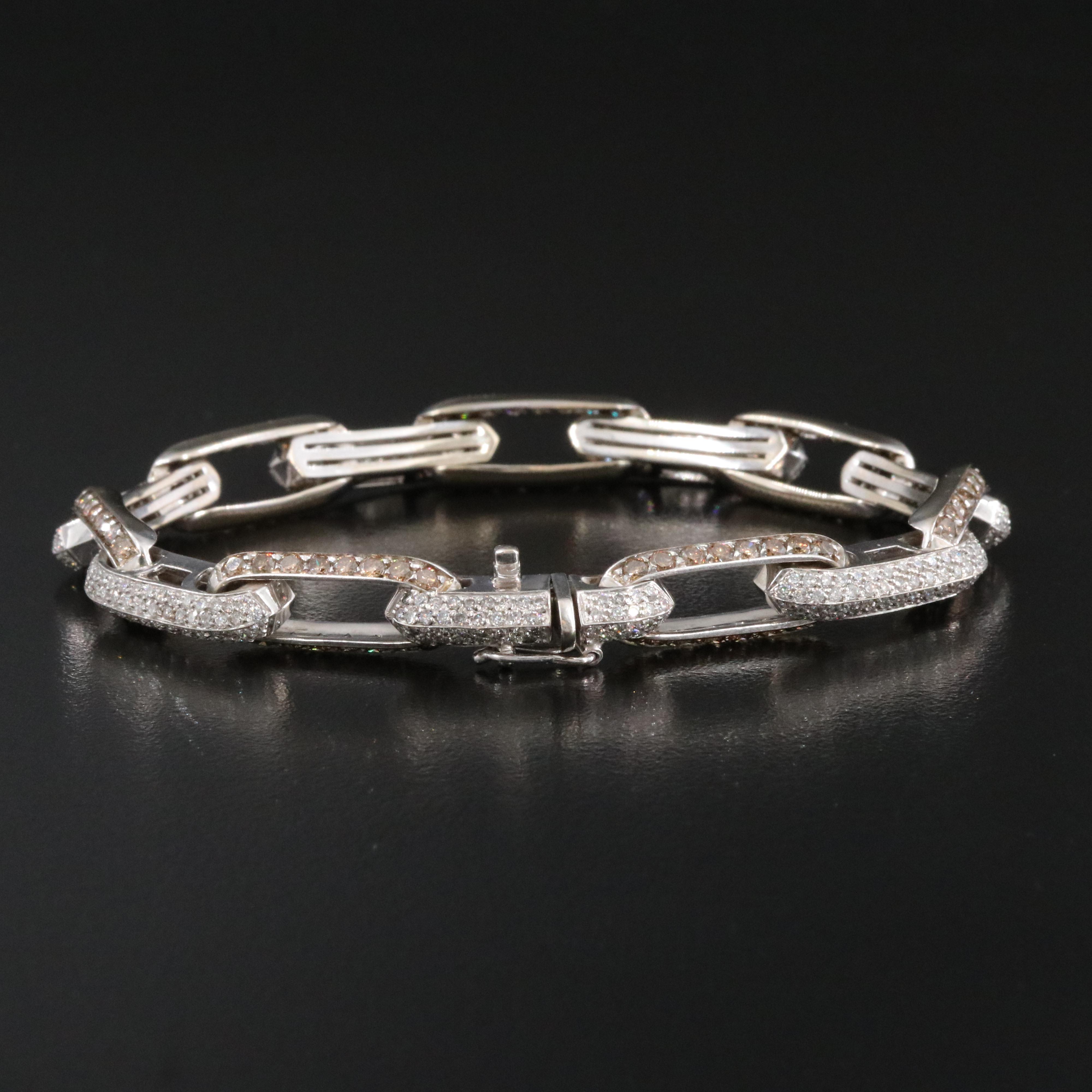 Marco Valente Italy 18K 7.01 CTW Diamond Chain Bracelet Including Fancy Brown