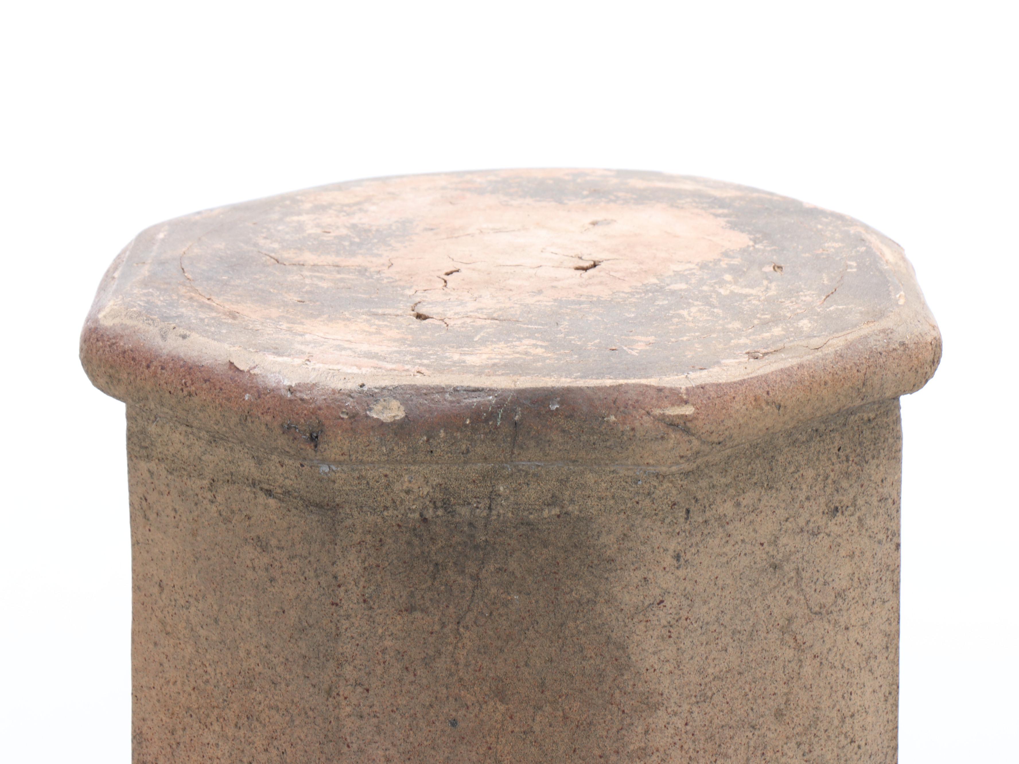 Victorian Earthenware Chimney Cap Style Pedestal, Late 19th/Early 20th C.