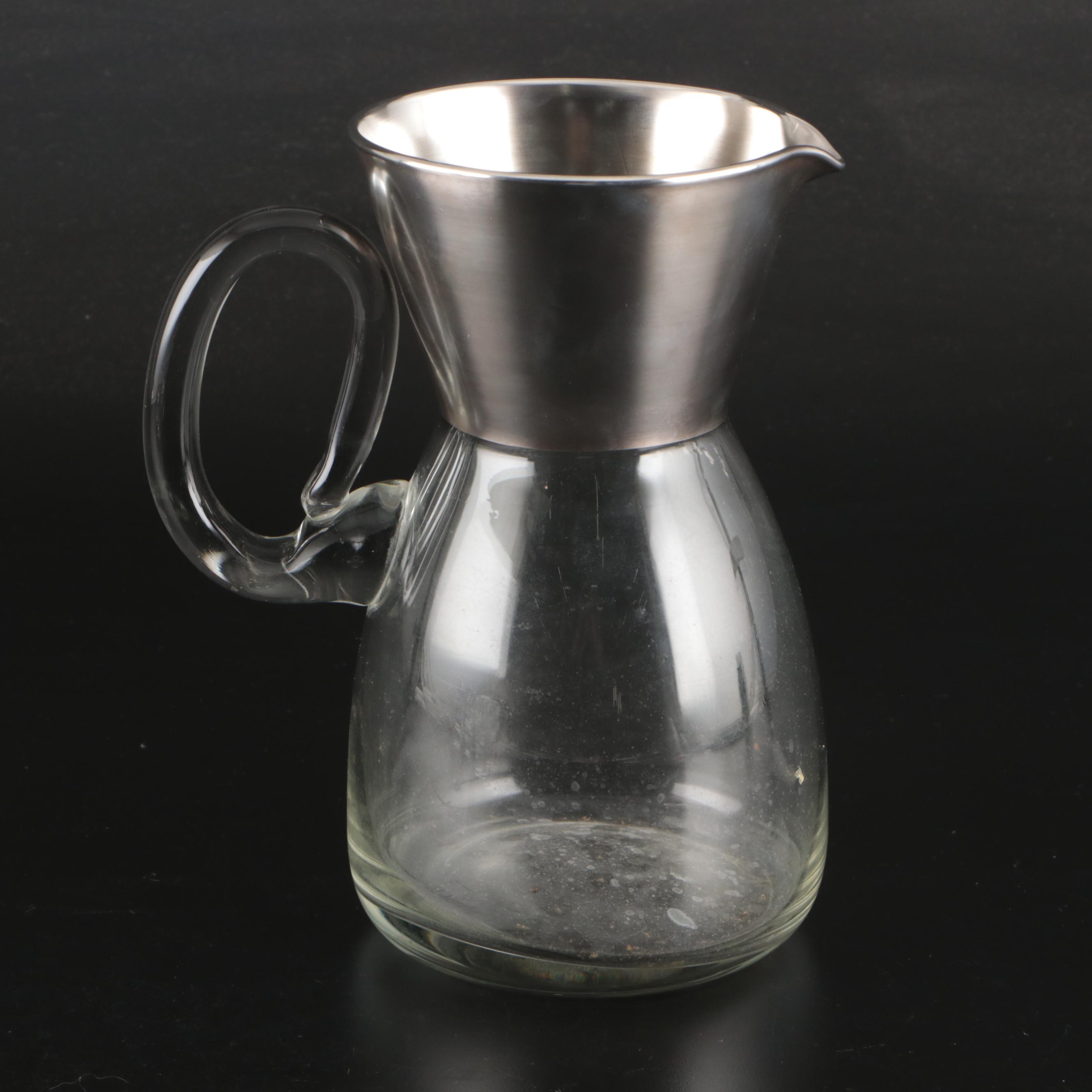 Dorothy Thorpe Glass Pitcher and Caviar Bowls