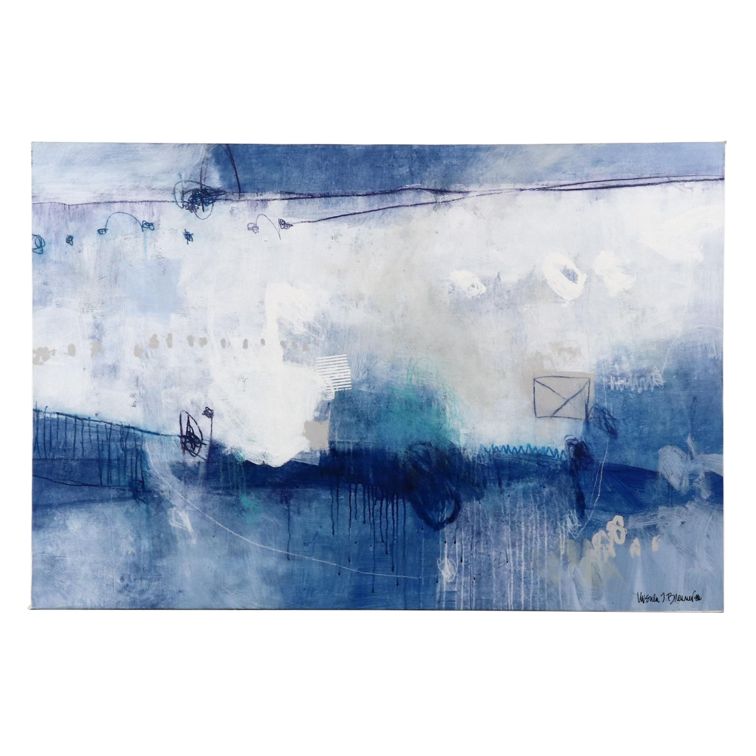 Ursula J. Brenner Abstract Mixed Media Painting, 21st Century