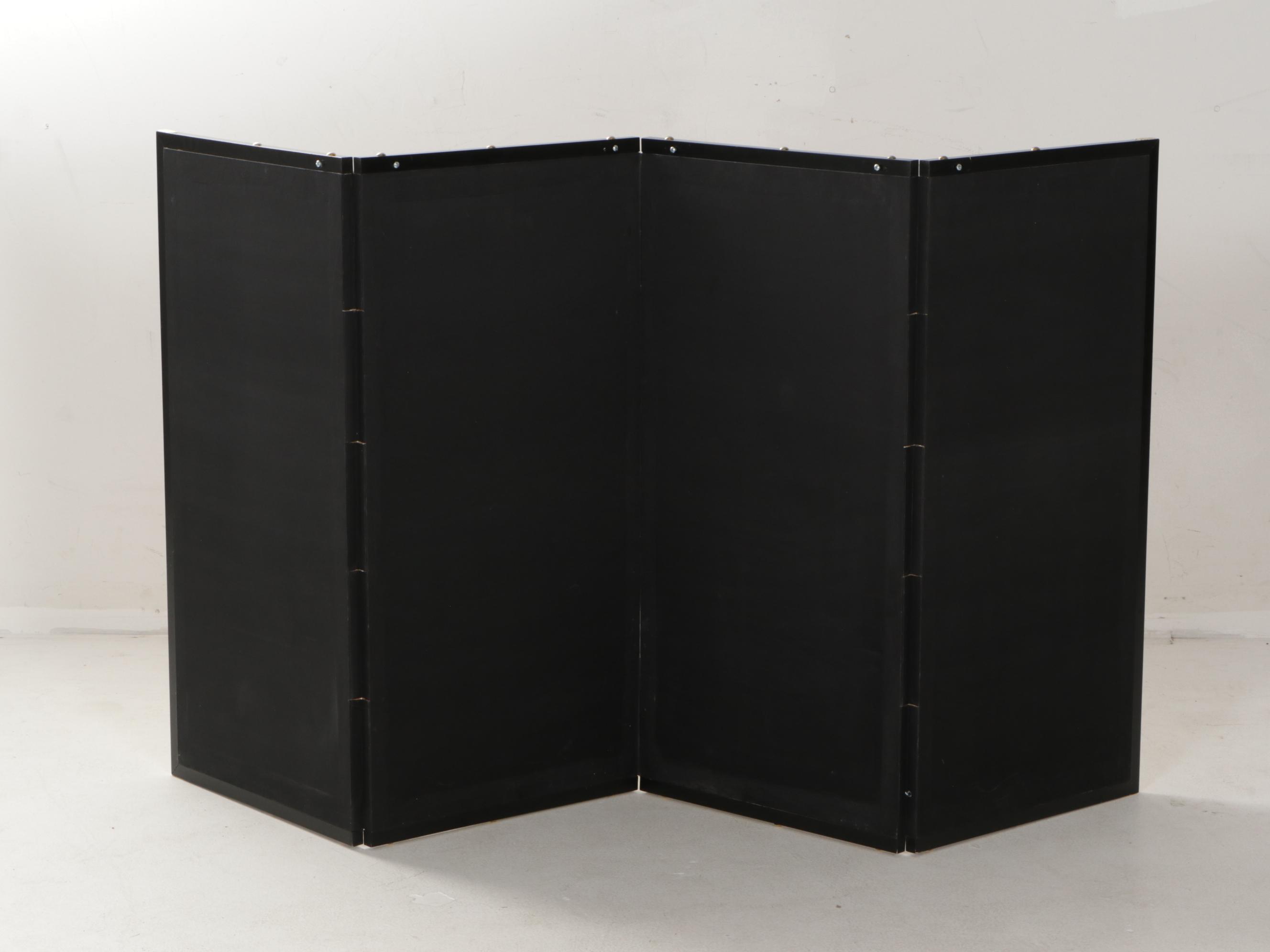 Three Japanese Painted Four-Panel Folding Screens