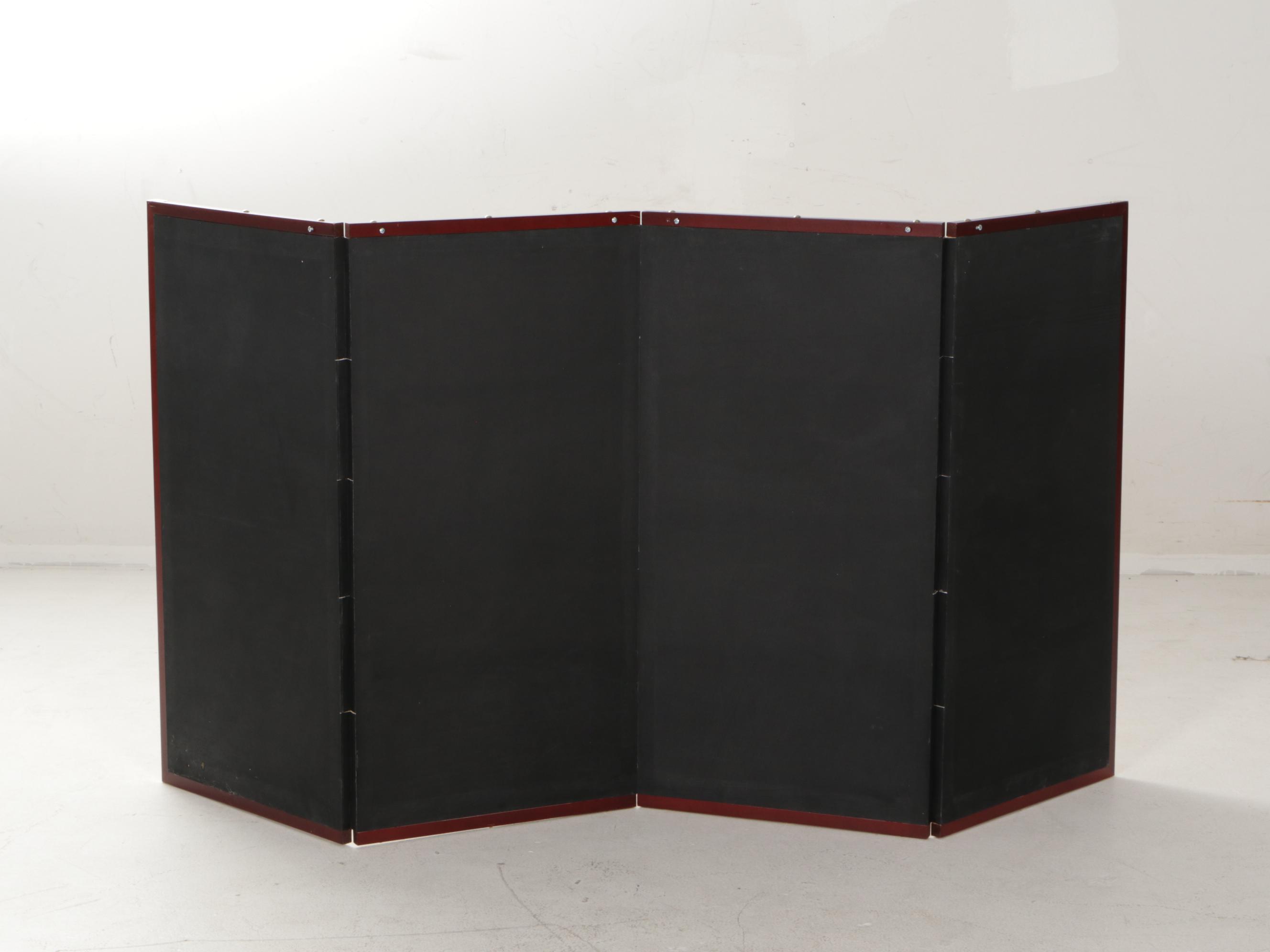 Three Japanese Painted Four-Panel Folding Screens