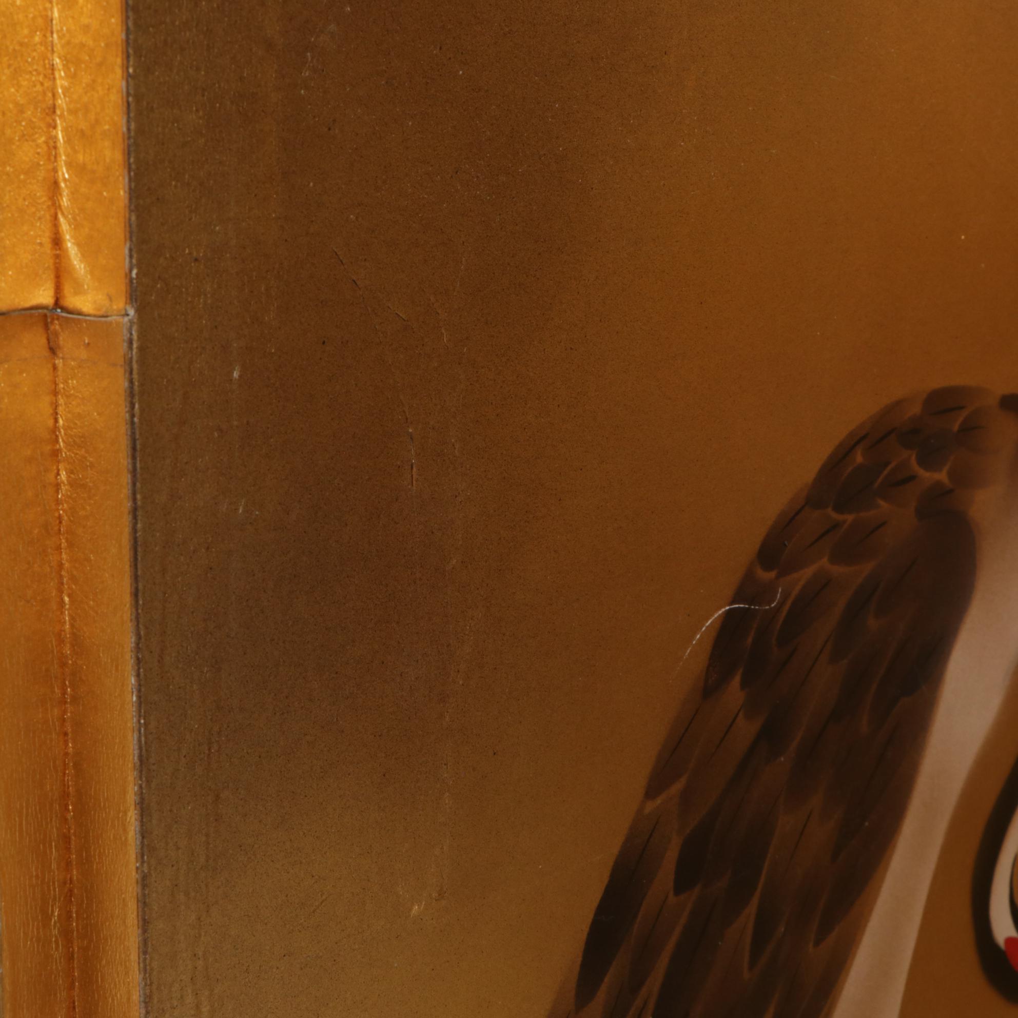 Three Japanese Painted Four-Panel Folding Screens