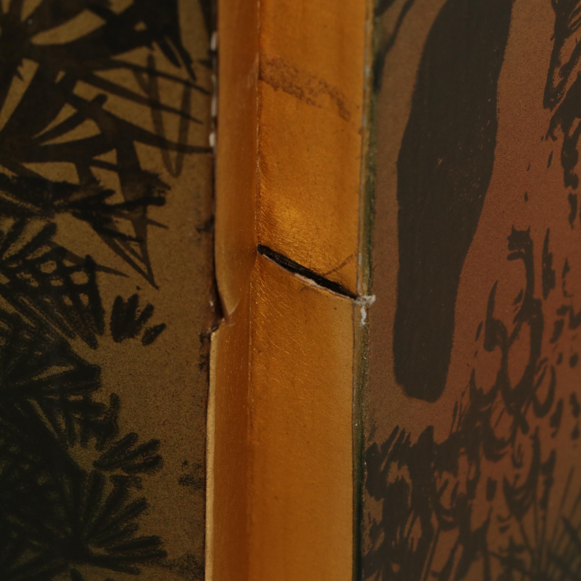 Three Japanese Painted Four-Panel Folding Screens