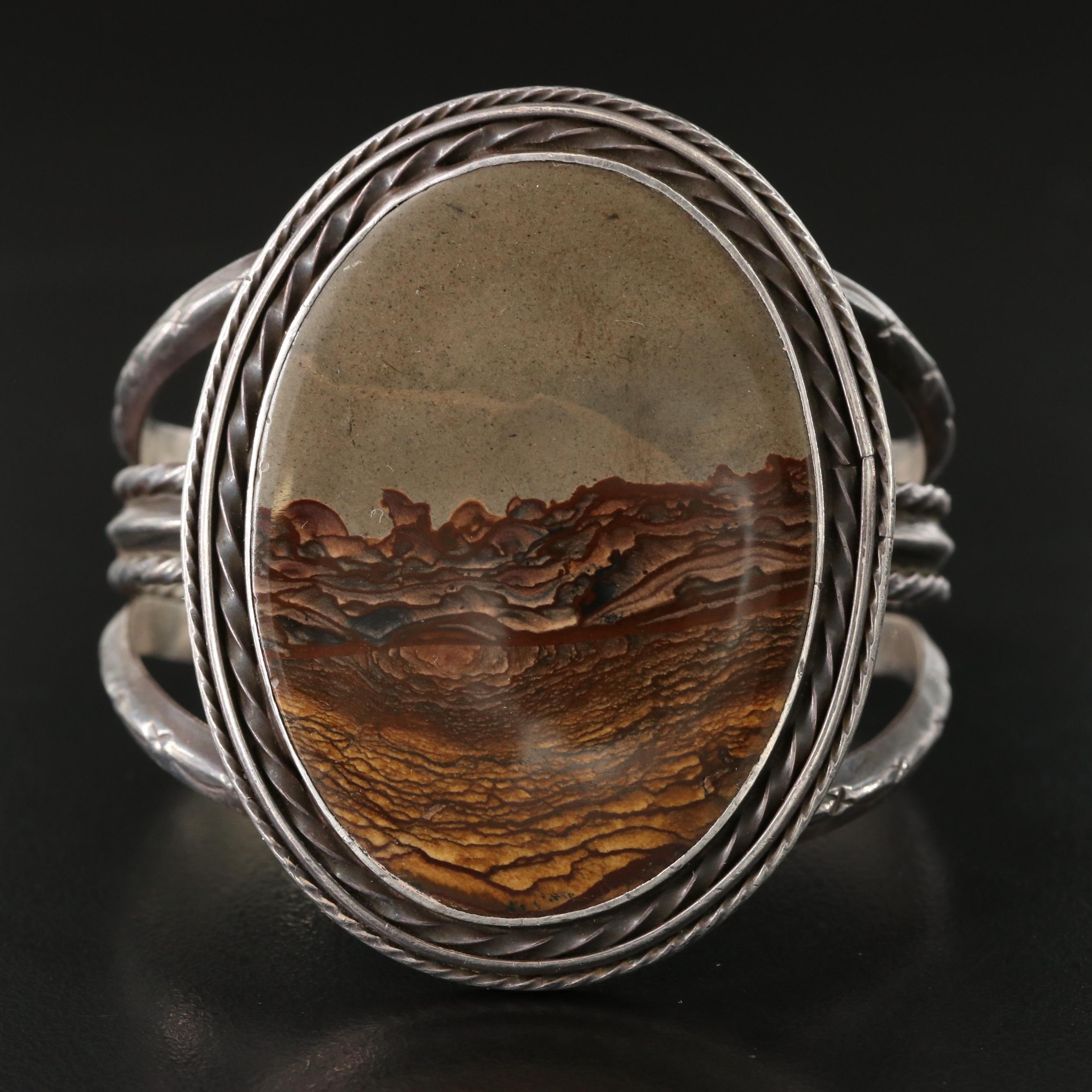 Southwestern Sterling Jasper Cuff