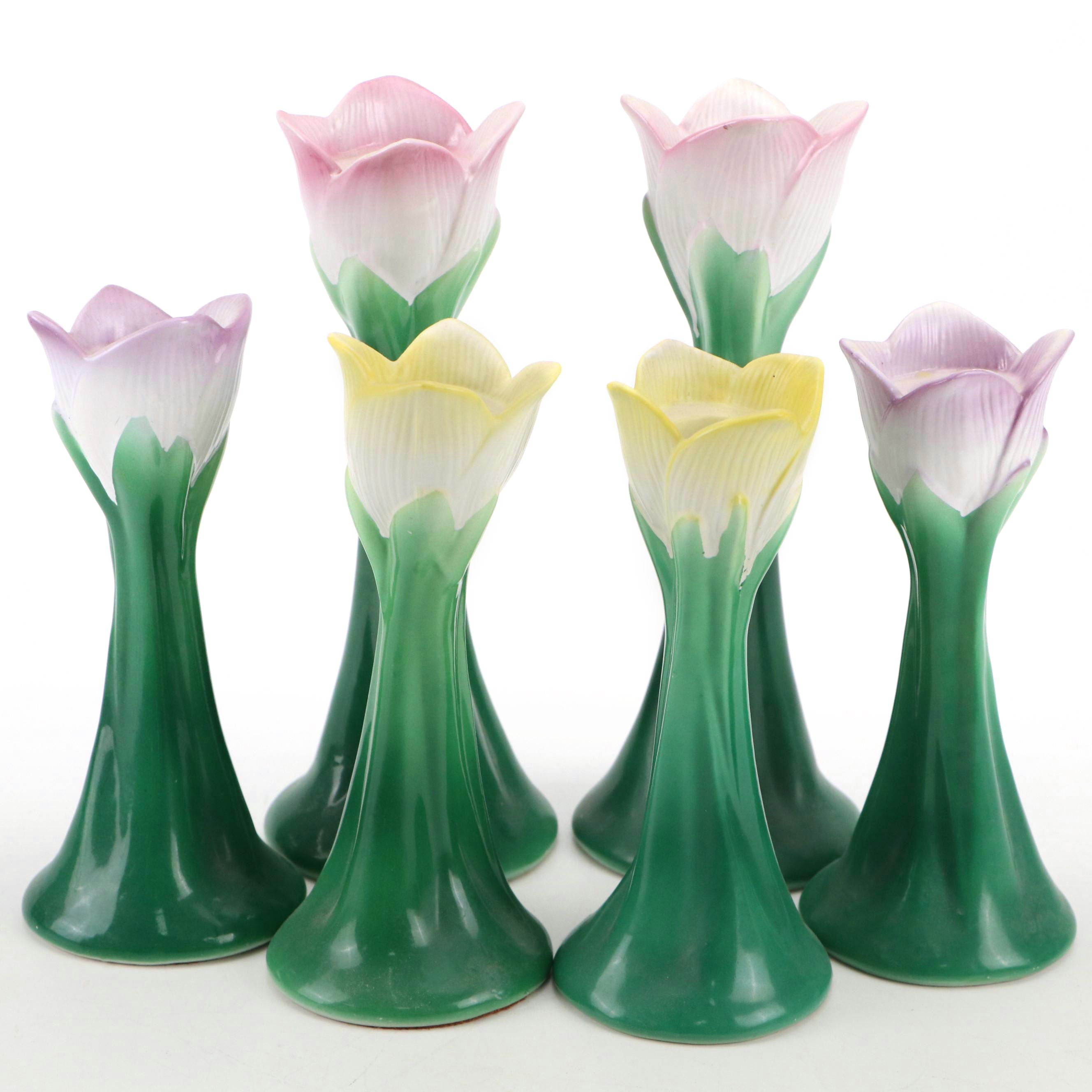 Neiman Marcus Ceramic Tulip Candle Holders