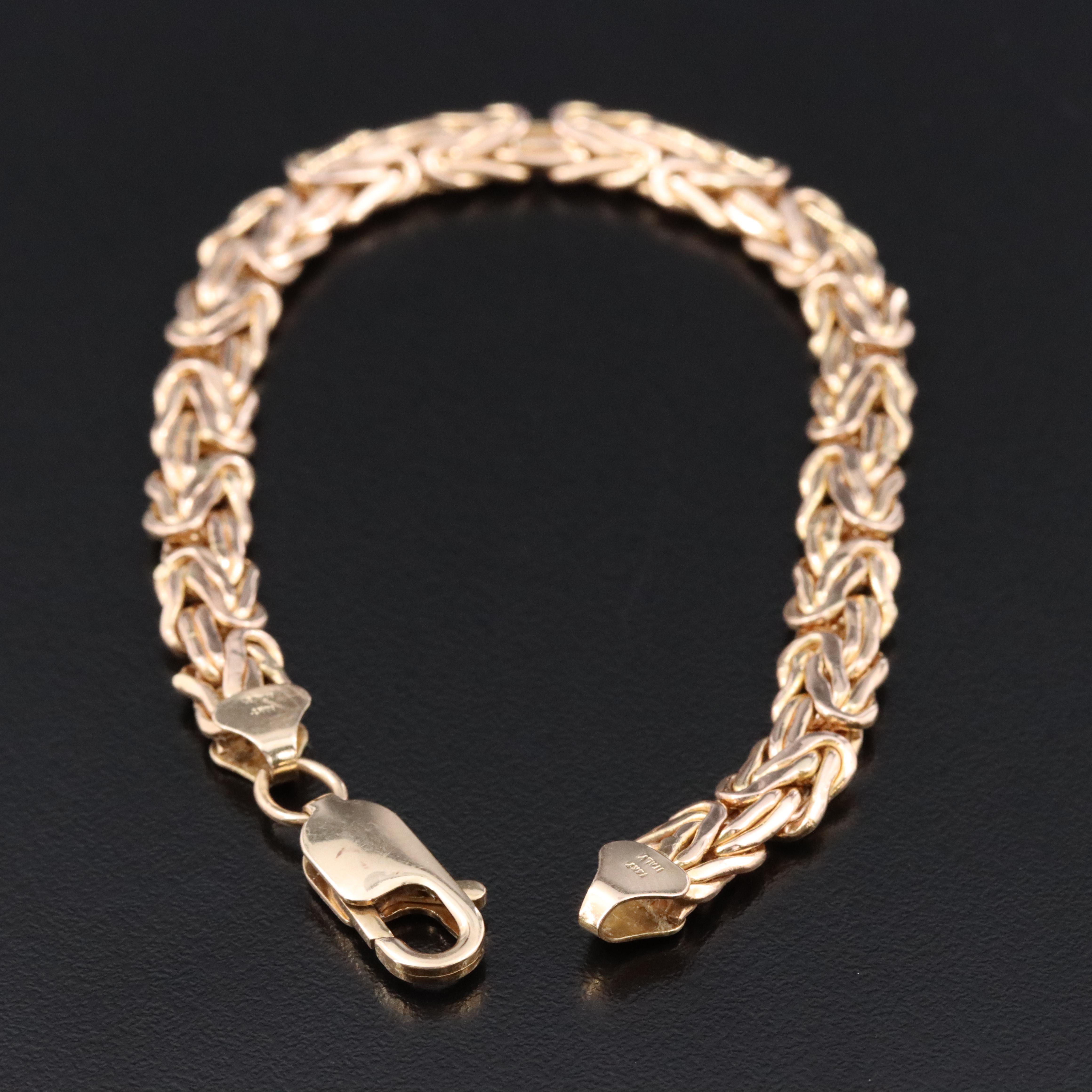 Italian 14K Byzantine Chain Bracelet