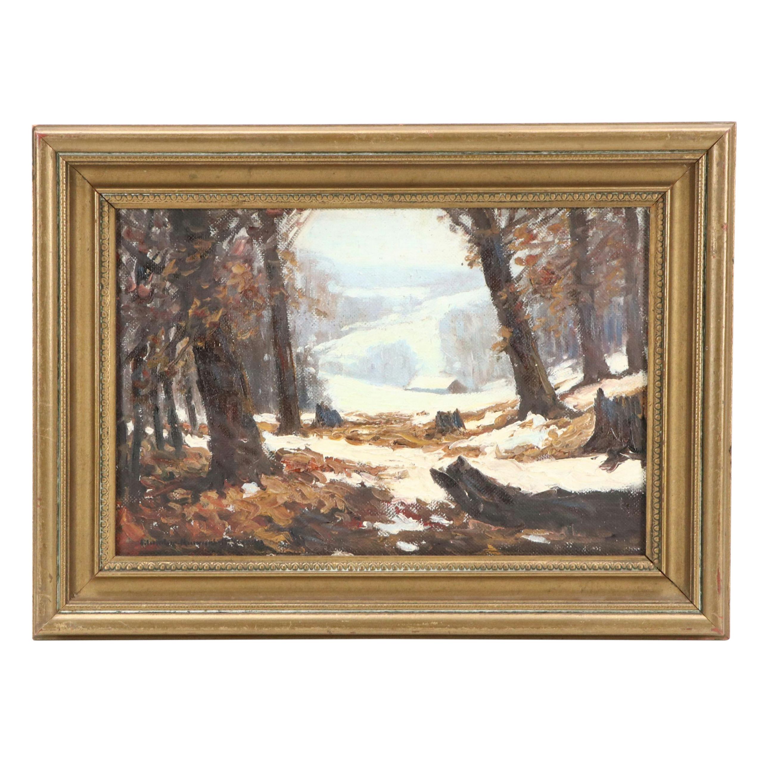 Charles Howard Clawson Jr. Forest Landscape Oil Painting, Mid-20th Century