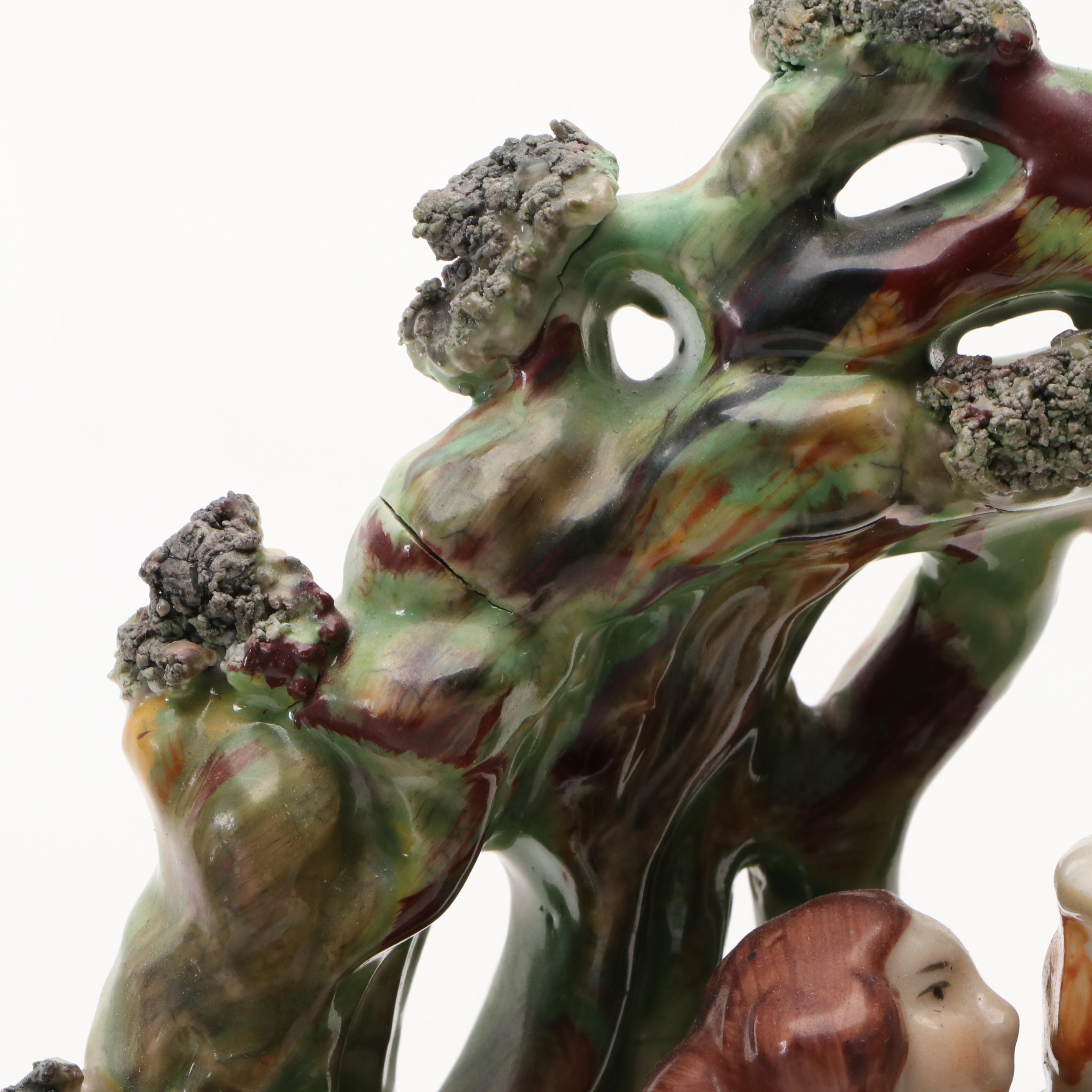 Staffordshire Style Porcelain King Charles Spaniel, Greyhound and Romeo & Juliet