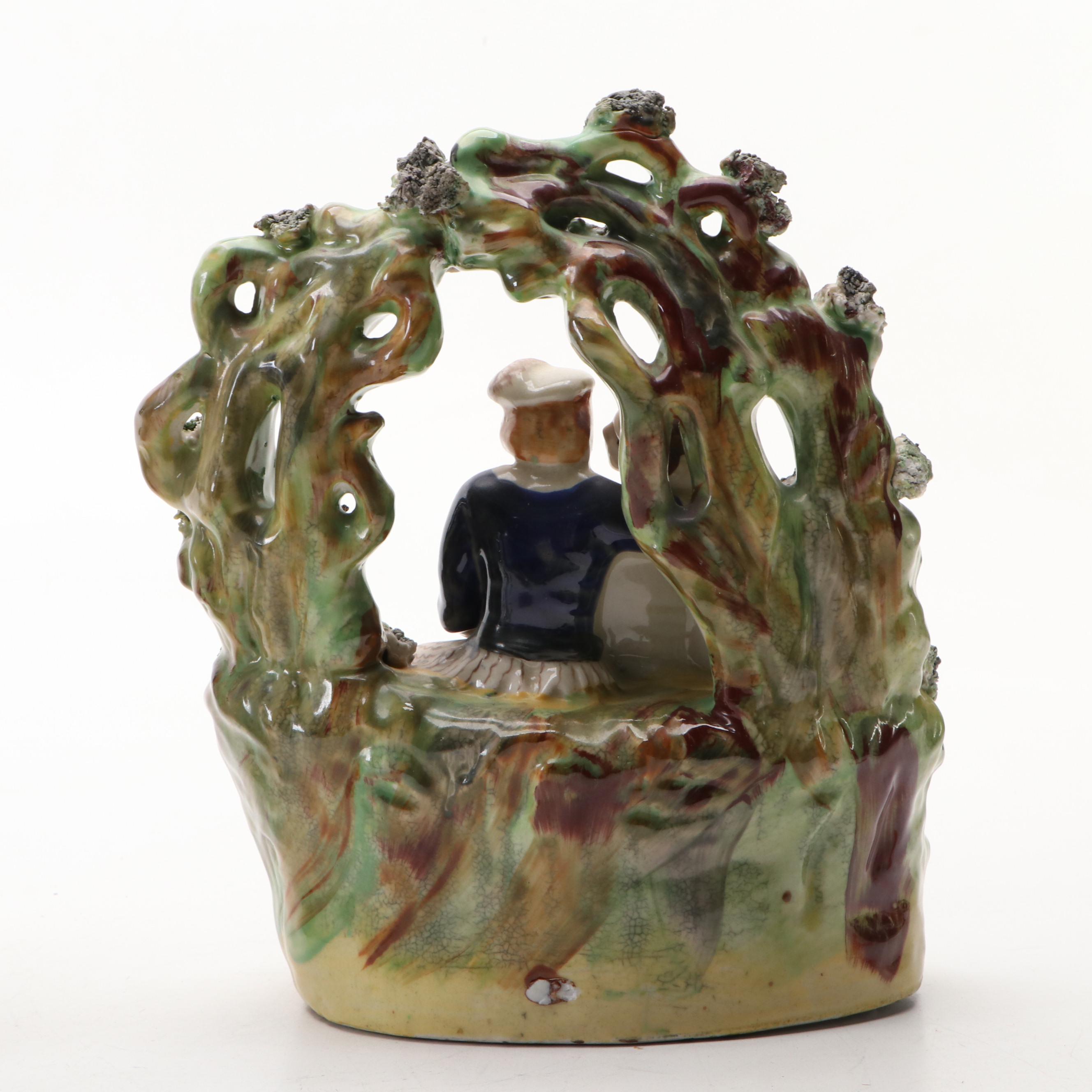 Staffordshire Style Porcelain King Charles Spaniel, Greyhound and Romeo & Juliet