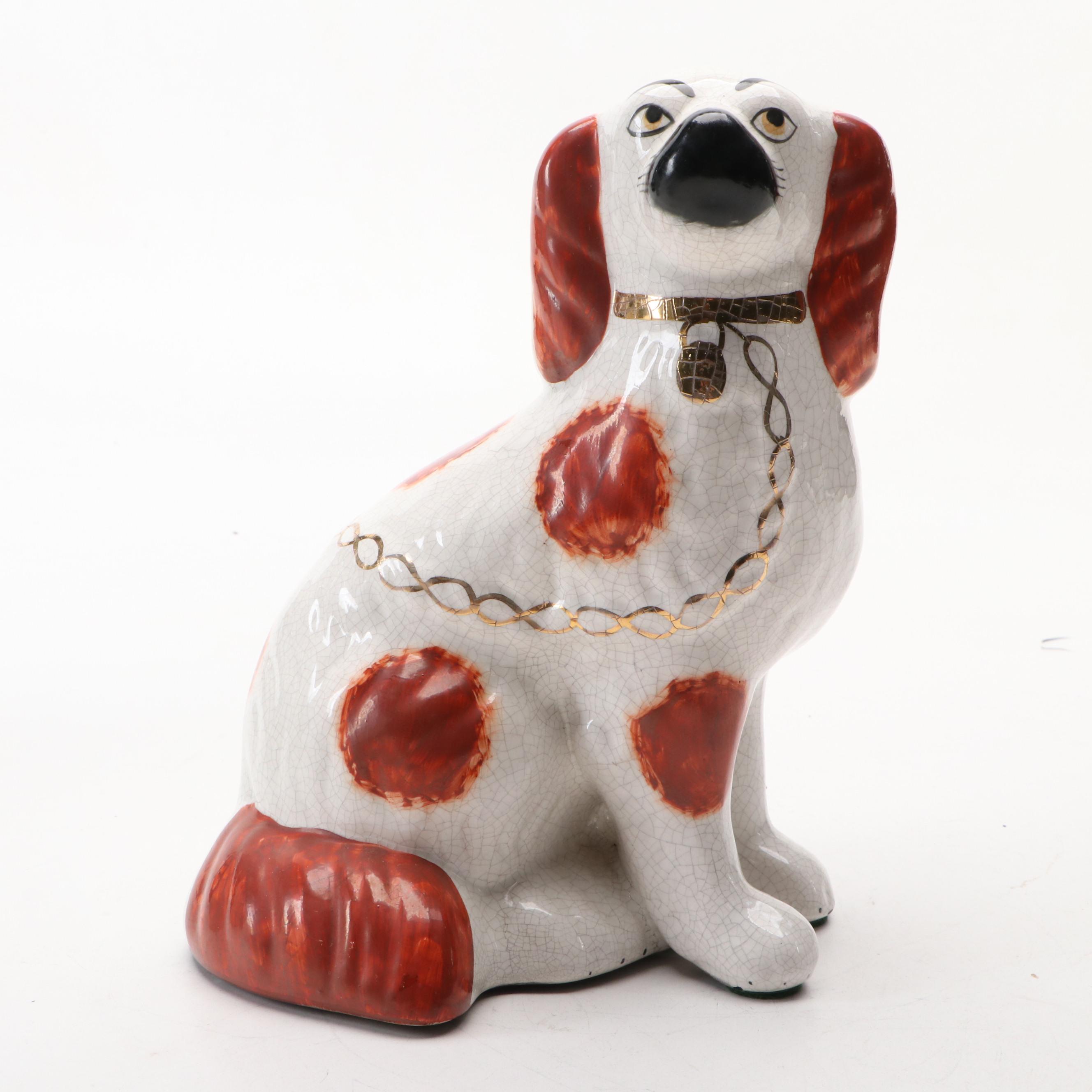 Staffordshire Style Porcelain King Charles Spaniel, Greyhound and Romeo & Juliet