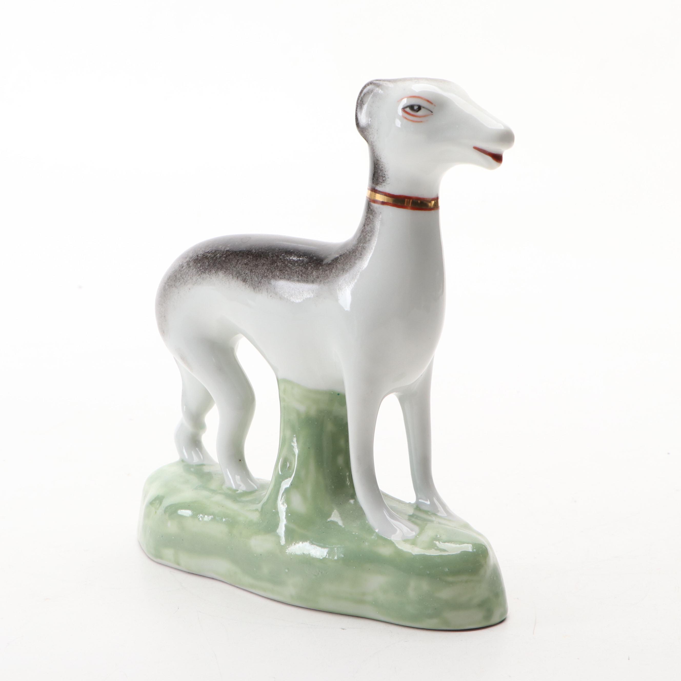 Staffordshire Style Porcelain King Charles Spaniel, Greyhound and Romeo & Juliet