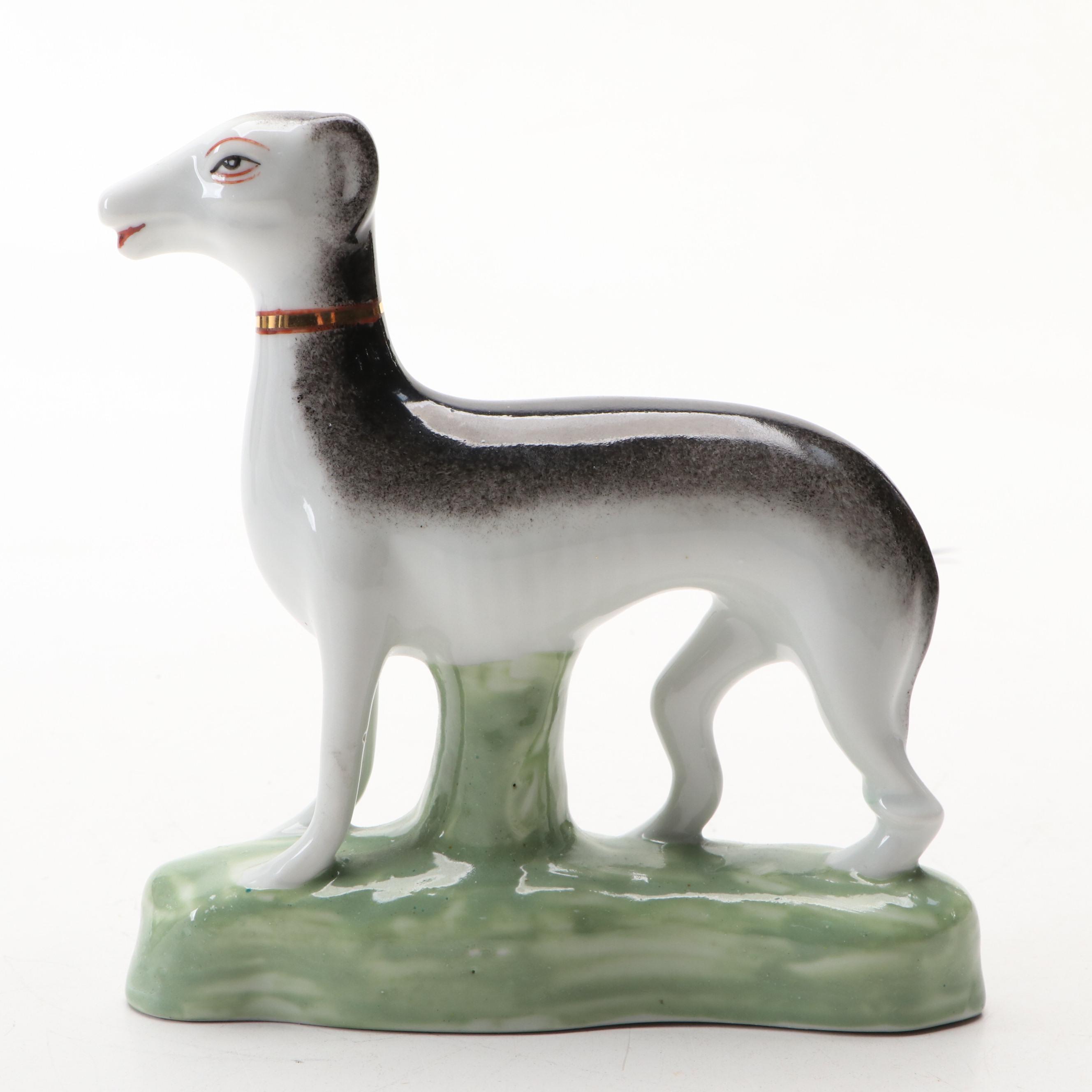 Staffordshire Style Porcelain King Charles Spaniel, Greyhound and Romeo & Juliet