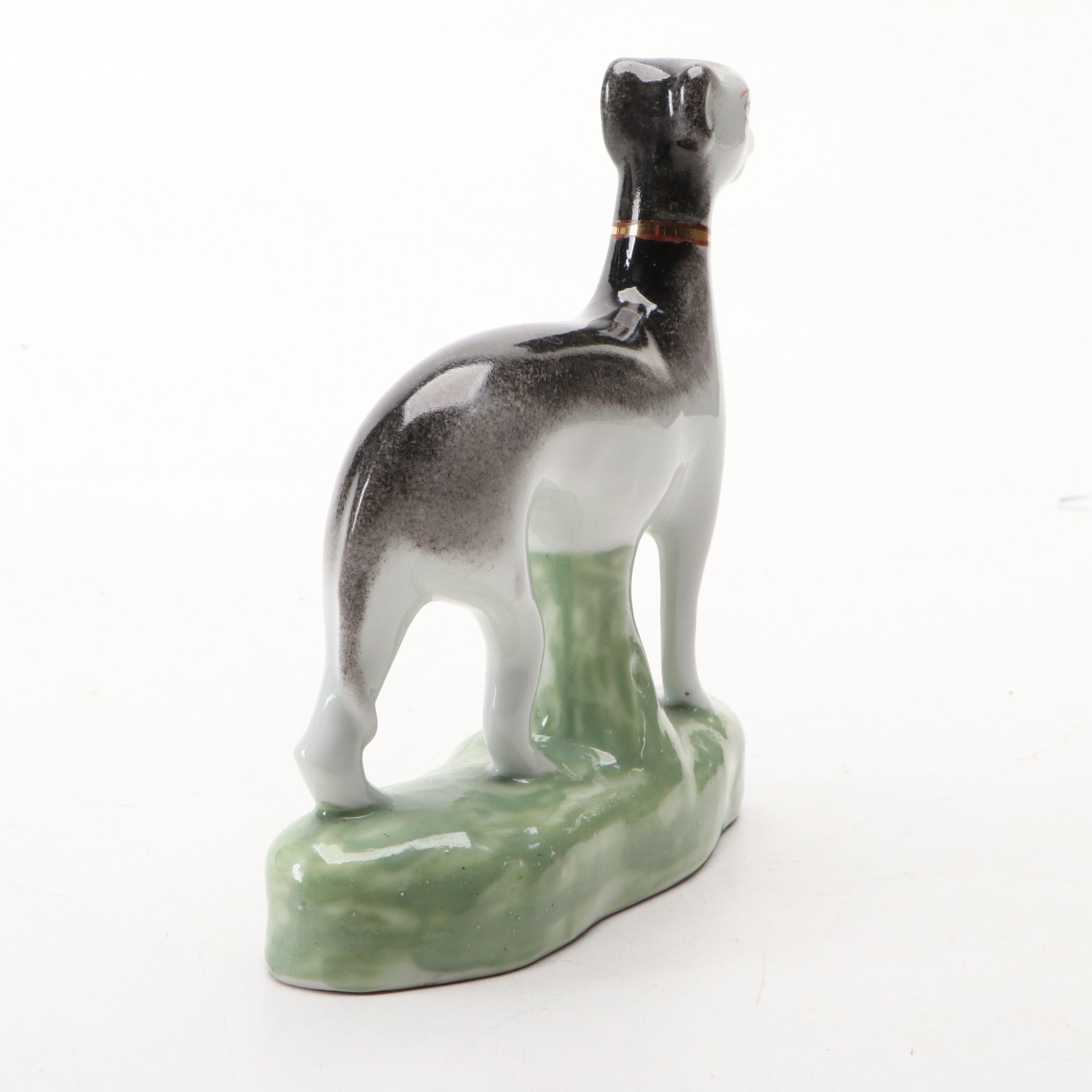 Staffordshire Style Porcelain King Charles Spaniel, Greyhound and Romeo & Juliet