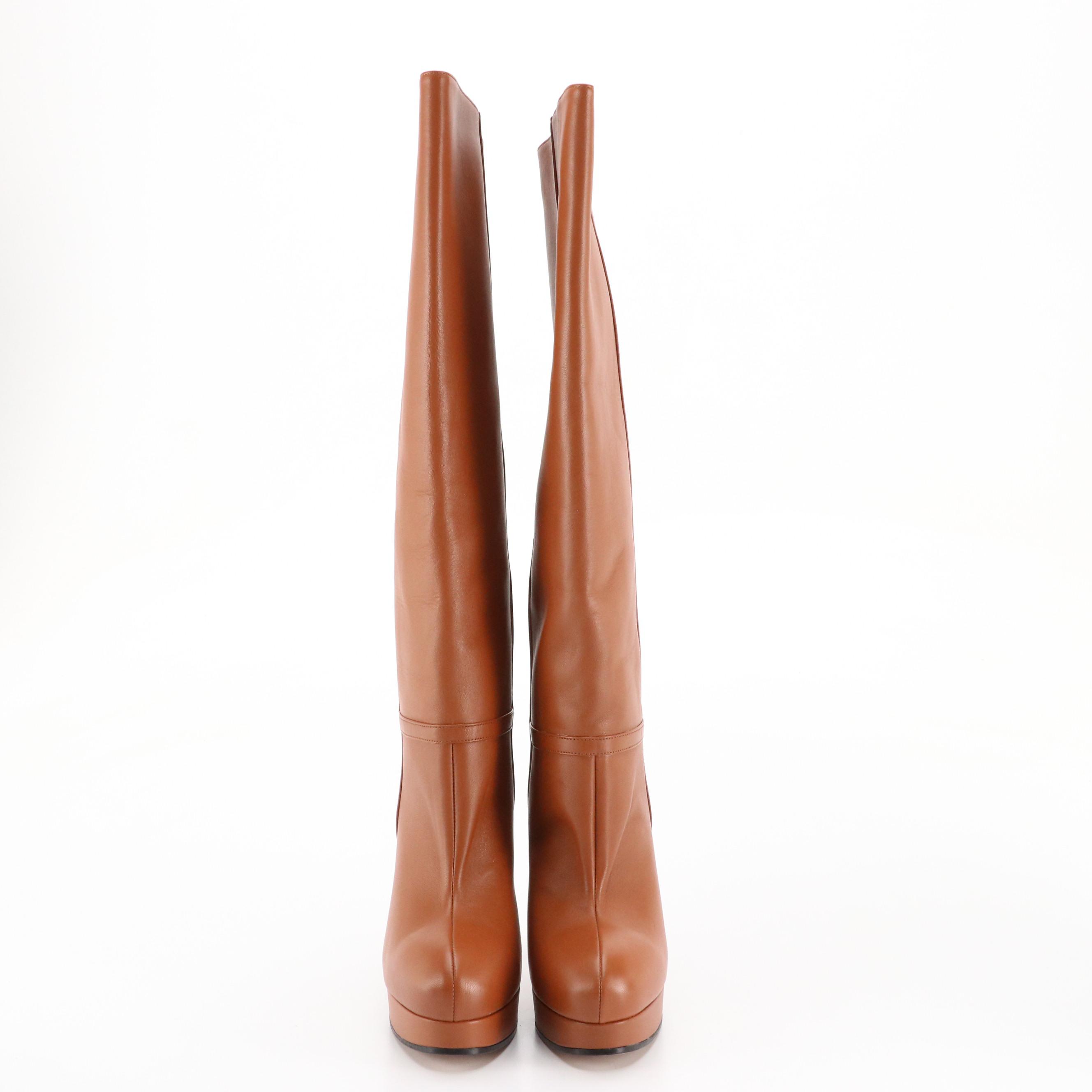 Gucci Britney Platform Boots in Nappa Charlotte Leather with Box