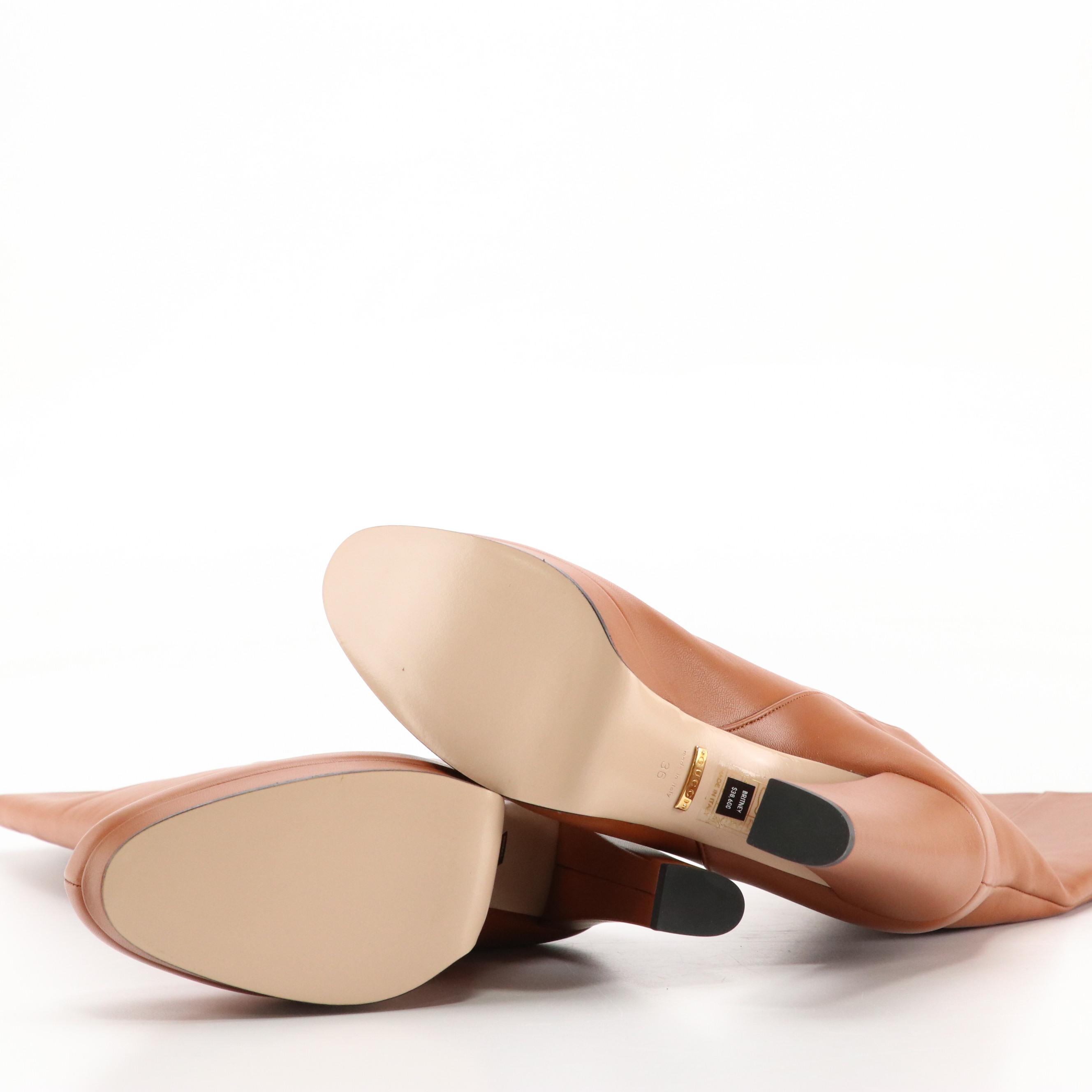 Gucci Britney Platform Boots in Nappa Charlotte Leather with Box