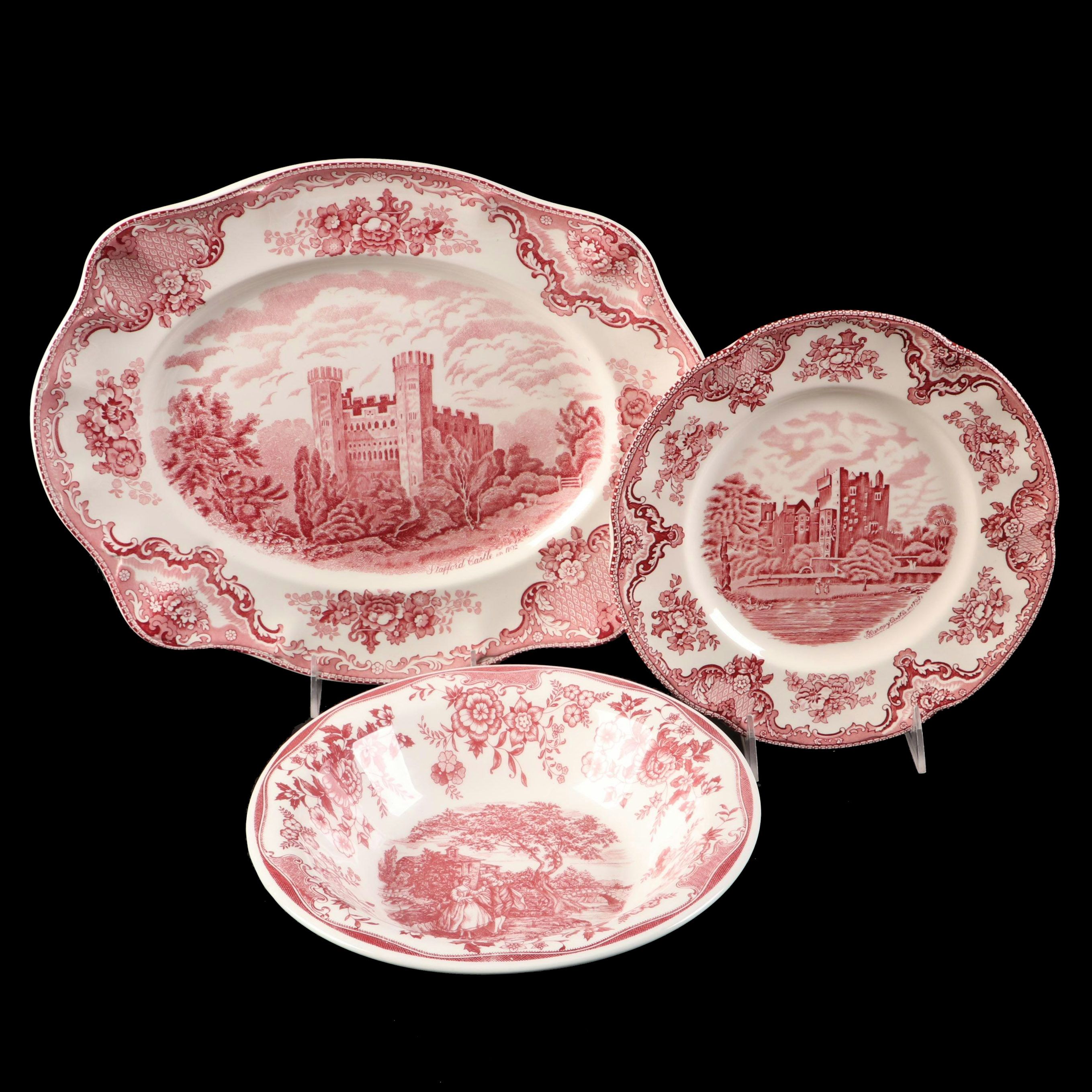 Johnson Bros "Old Britain Castles" Ceramic Serverware and Other Red Transferware