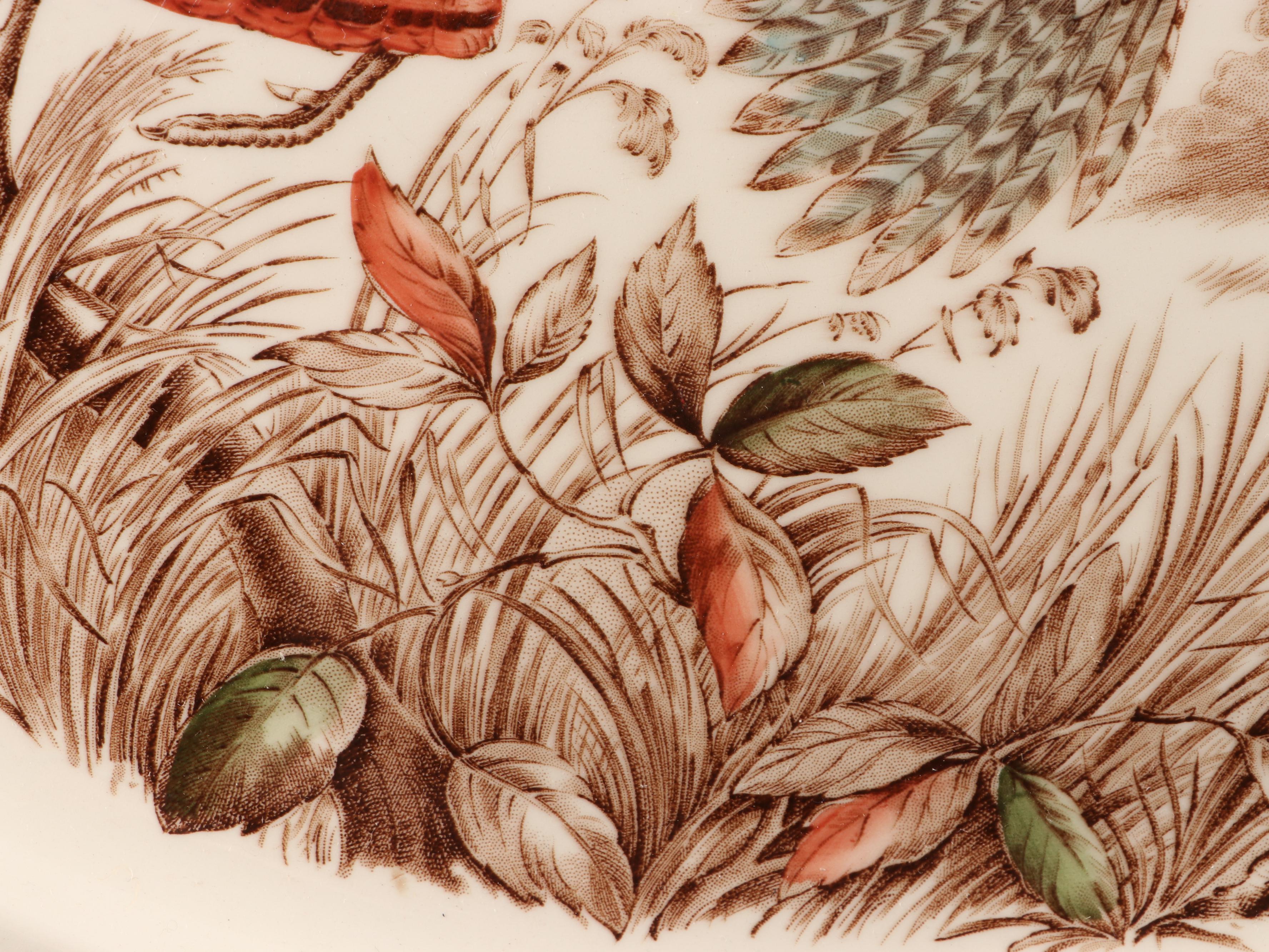 Johnson Bros. English "Wild Turkeys" Tinted Brown Transferware Platter
