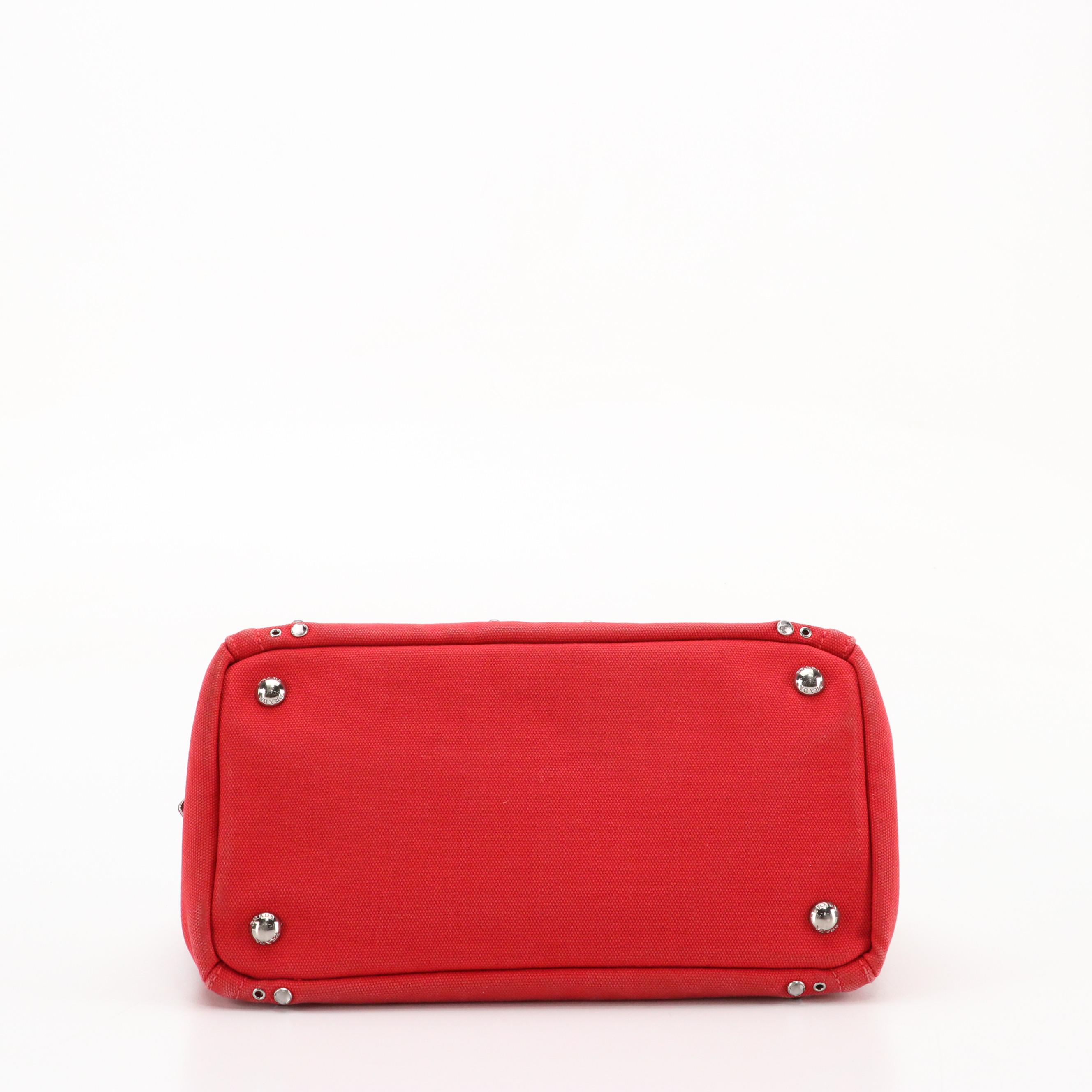 Prada Canapa Bijoux Tote in Crystal Studded Red Canvas
