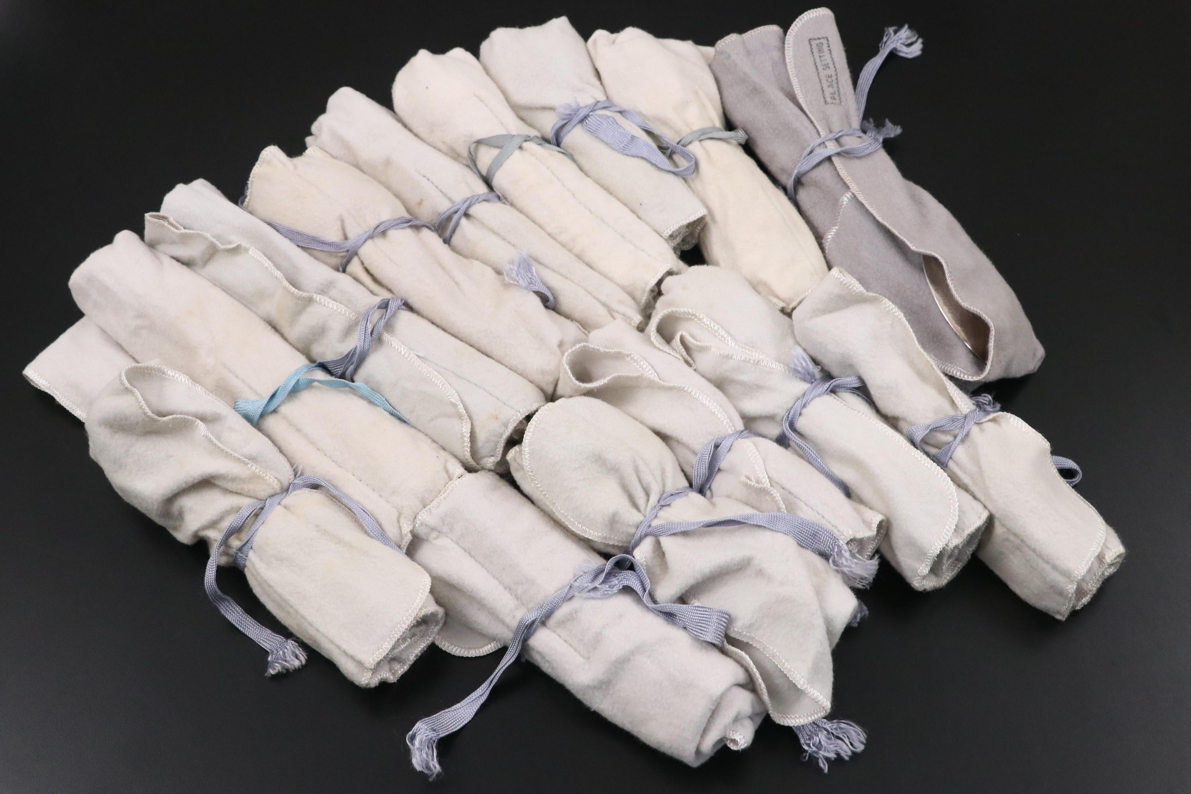 Georg Jensen "Beaded" Hammered Sterling Silver Flatware Service for Twelve