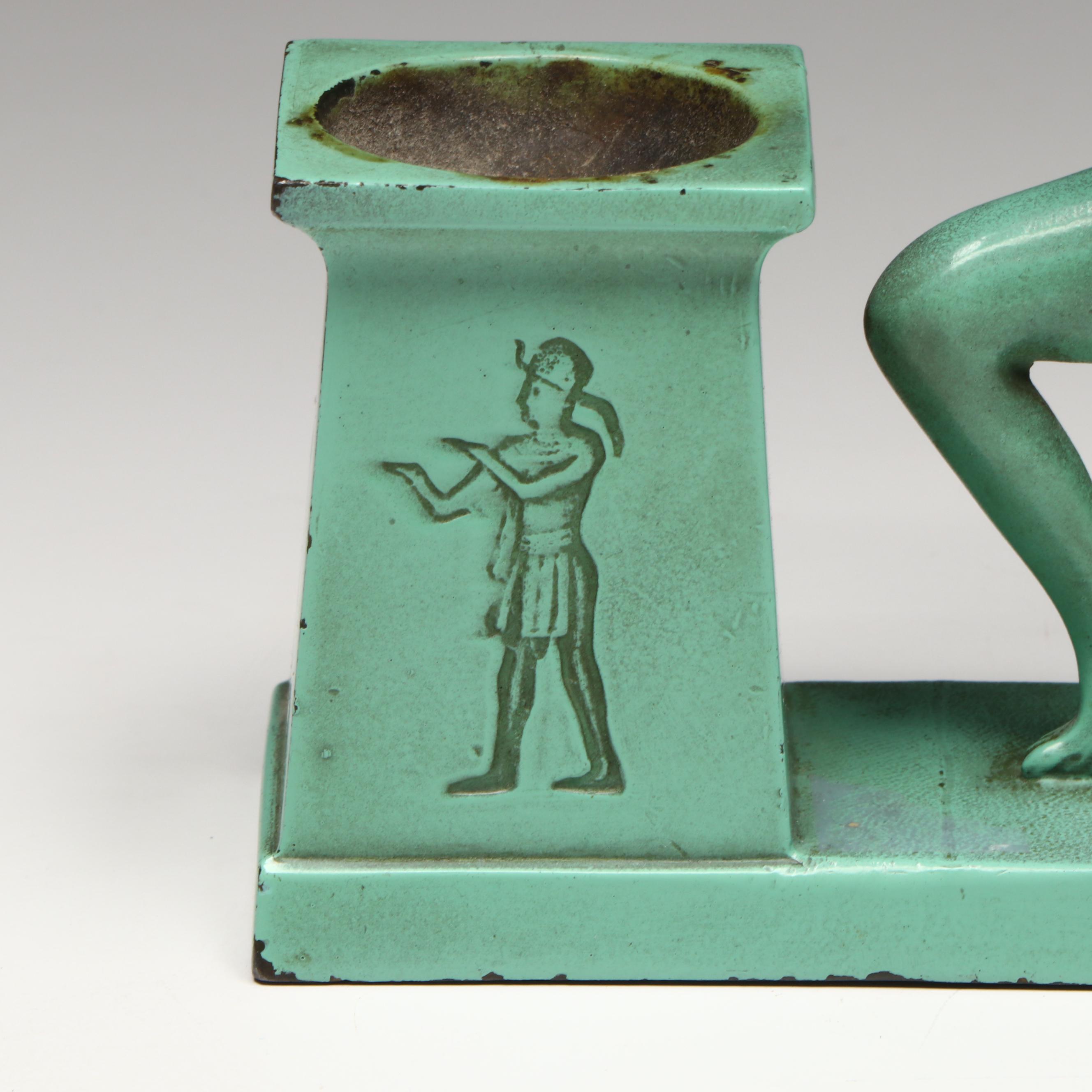 LV Aronson Art Deco Painted Bronze Egyptian Revival Figural Censer