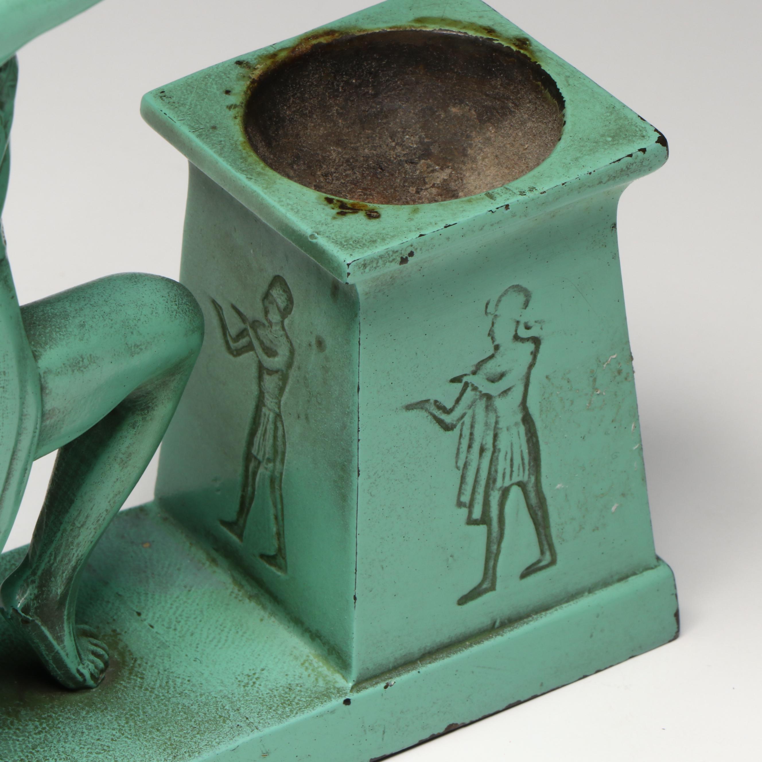 LV Aronson Art Deco Painted Bronze Egyptian Revival Figural Censer