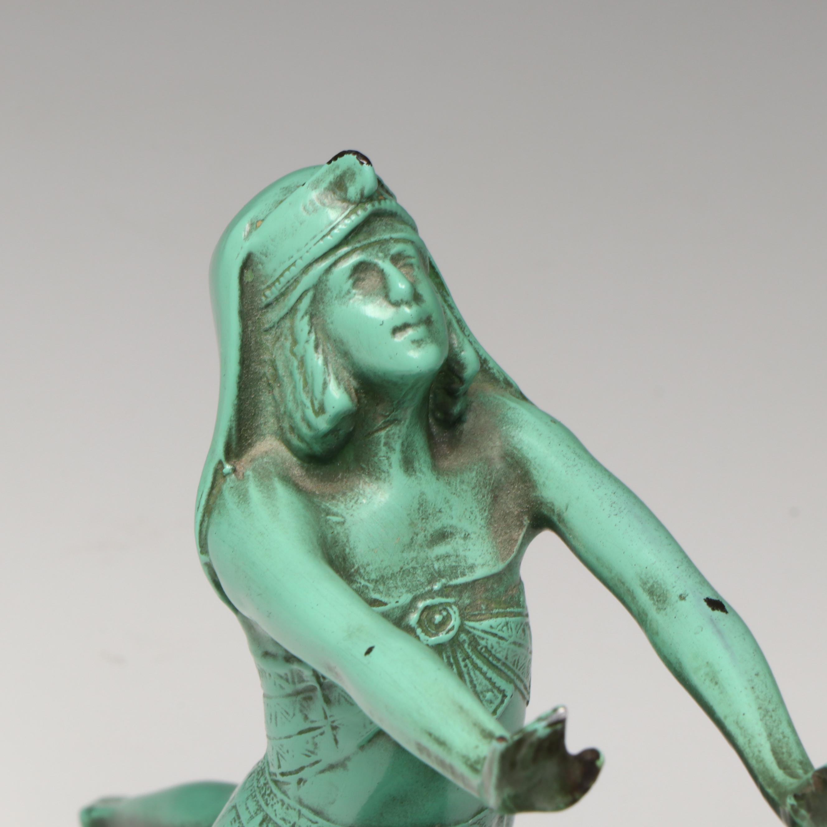 LV Aronson Art Deco Painted Bronze Egyptian Revival Figural Censer