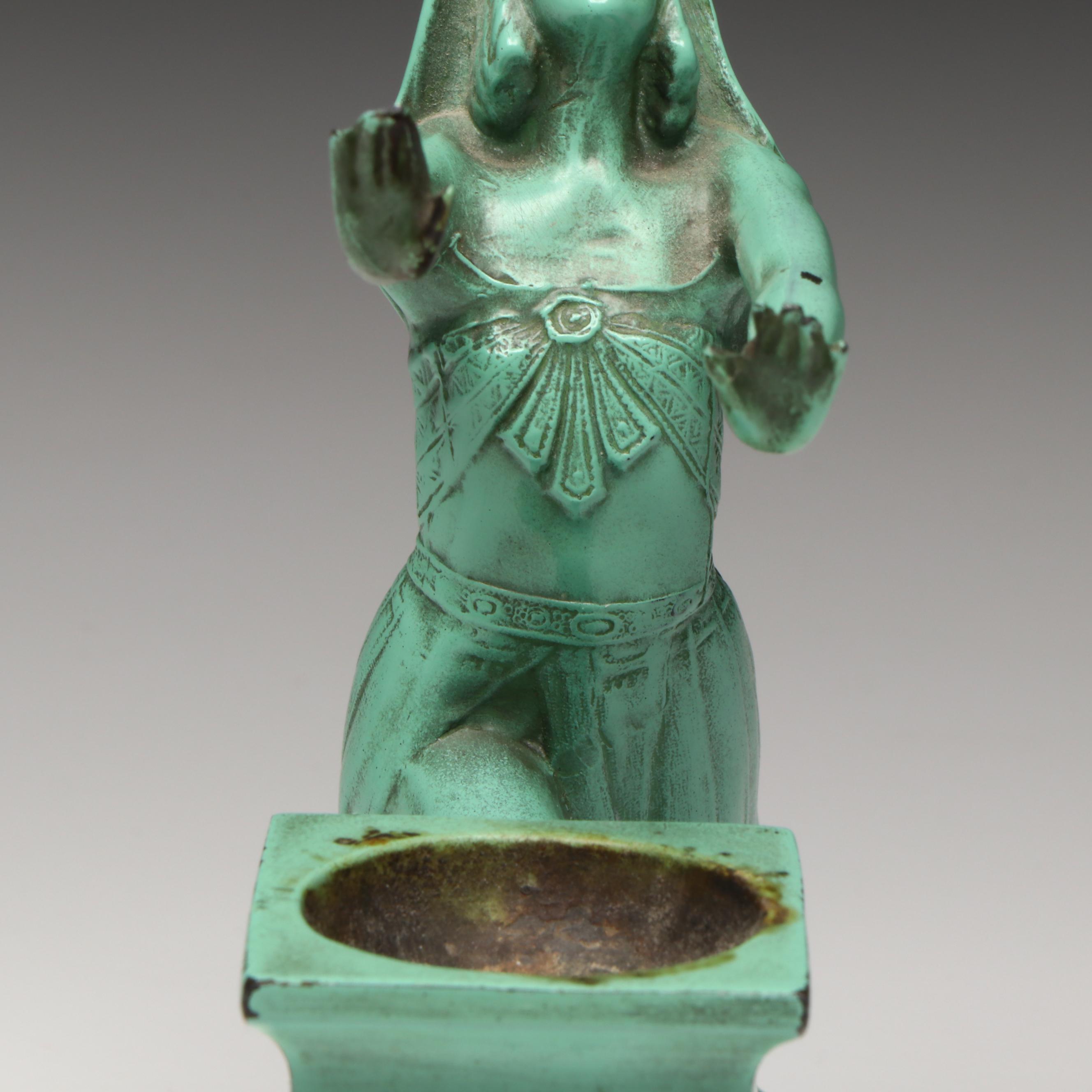 LV Aronson Art Deco Painted Bronze Egyptian Revival Figural Censer