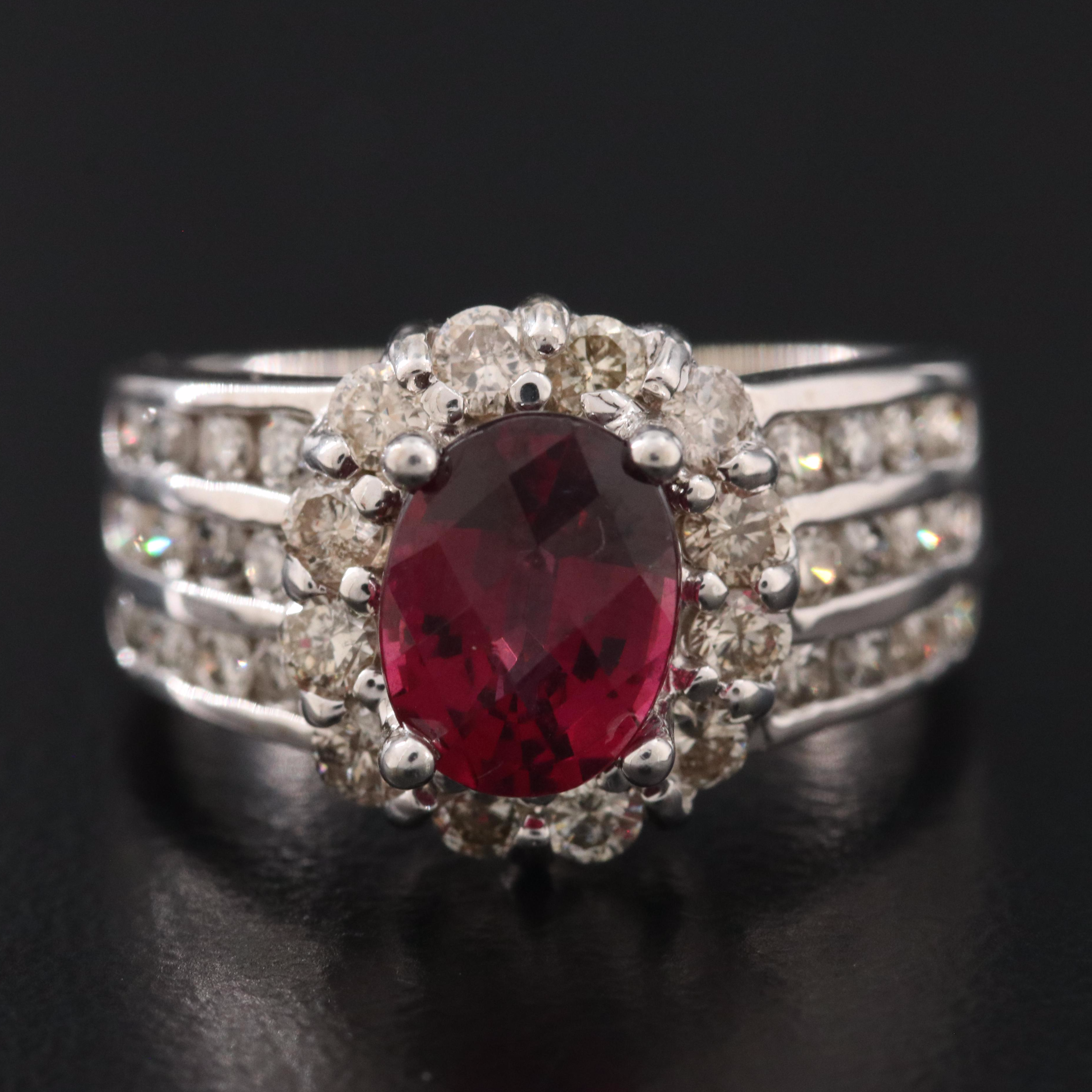 14K Rhodolite Garnet and Diamond Ring