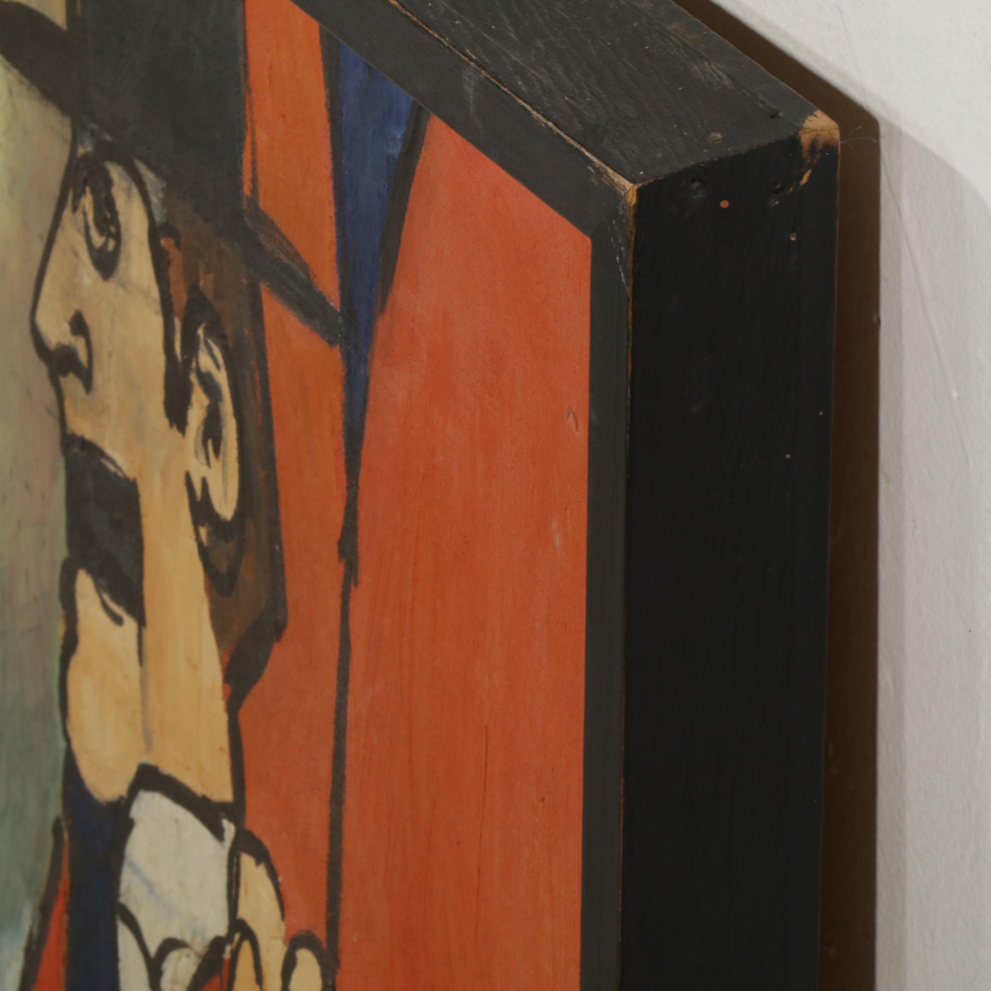 Hodges Nestled Ventriloquist Dummies Oil Painting, 20th Century