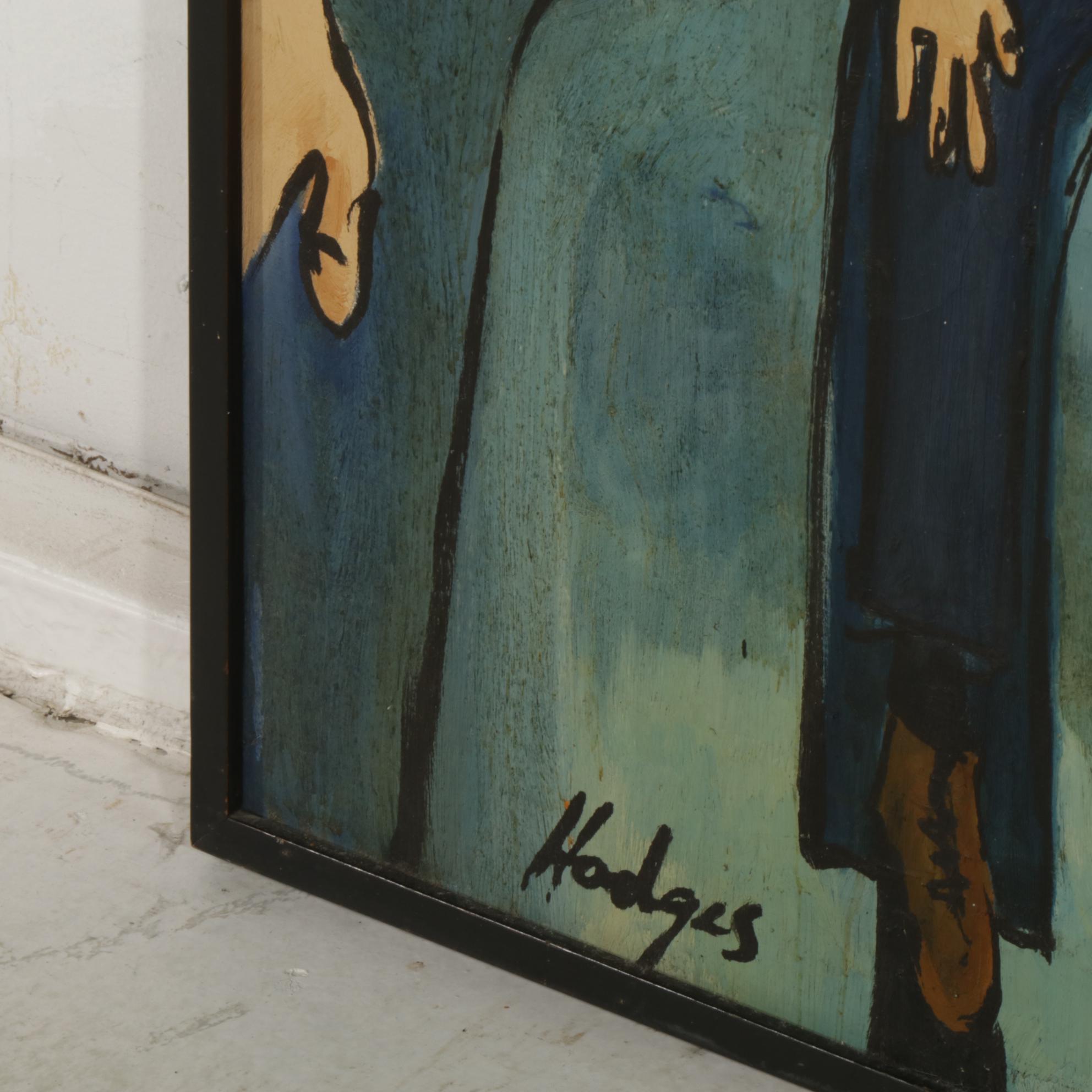 Hodges Nestled Ventriloquist Dummies Oil Painting, 20th Century