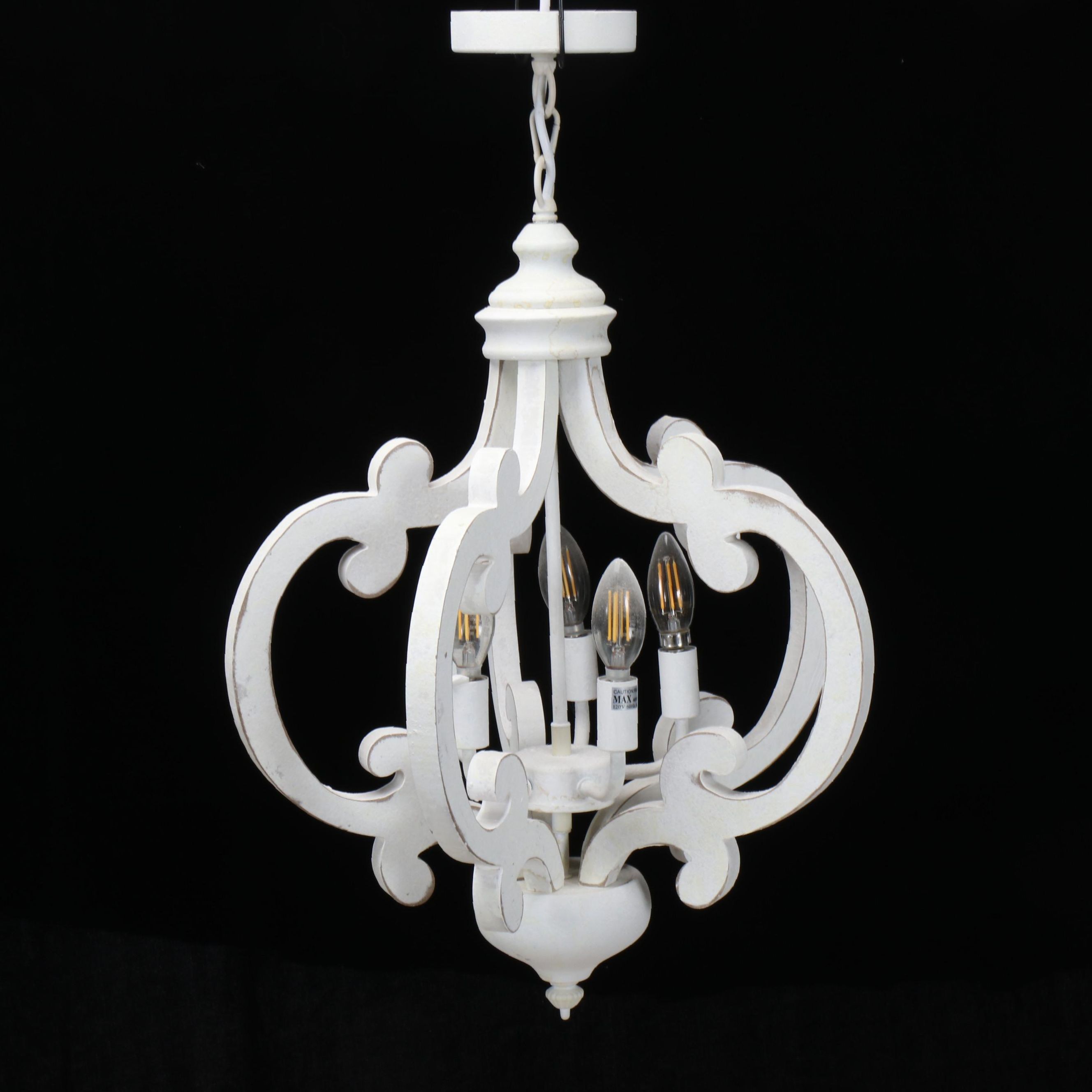 Contemporary Farmhouse Aesthetic Painted Wood Pendant Light