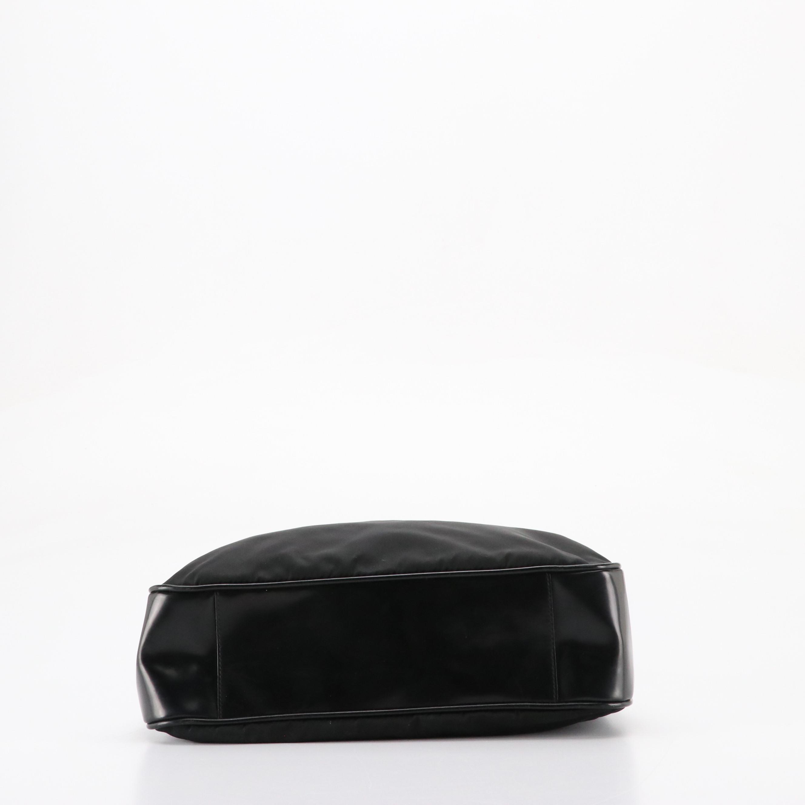 Prada Hobo Shoulder Bag in Black Nylon and Leather Trim