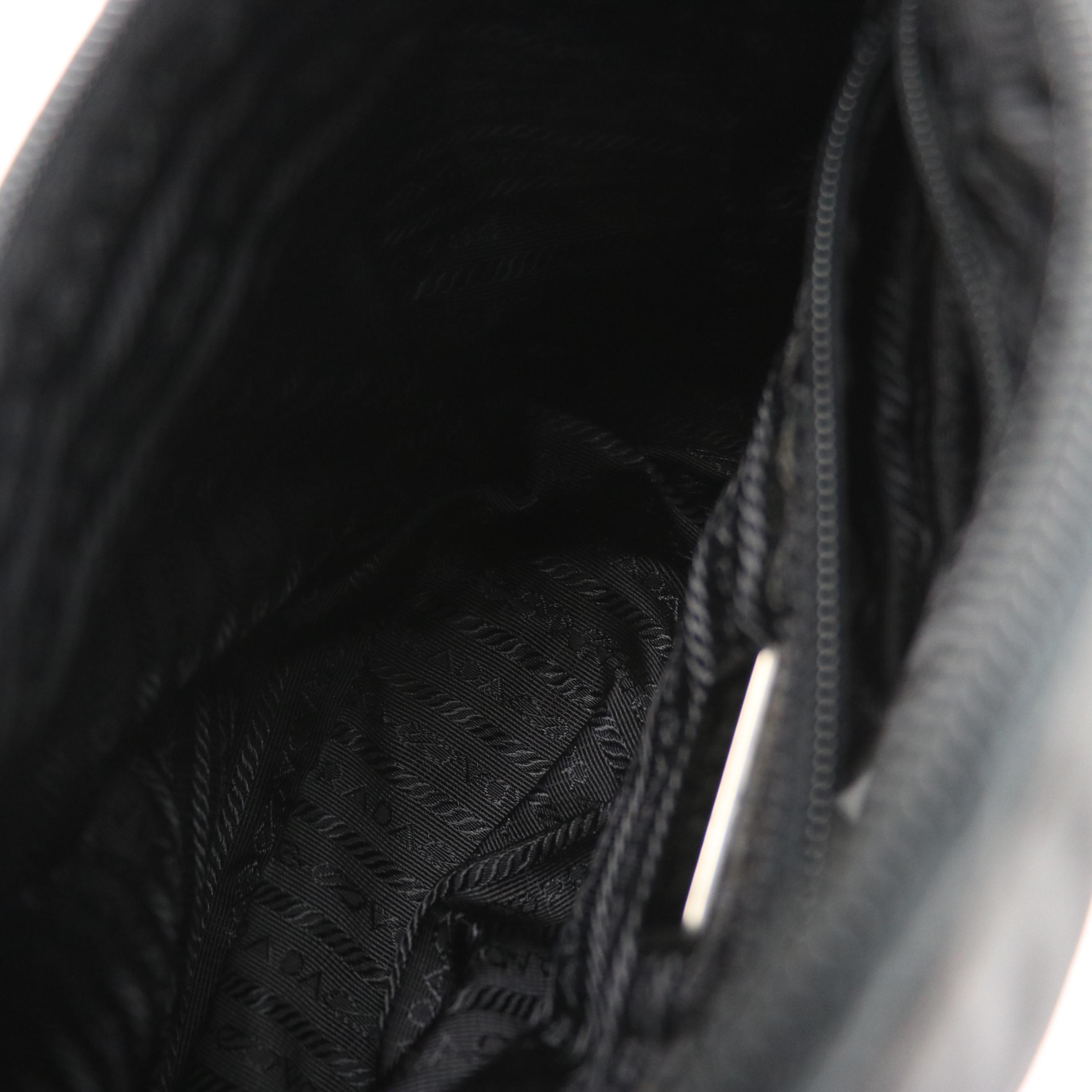 Prada Hobo Shoulder Bag in Black Nylon and Leather Trim