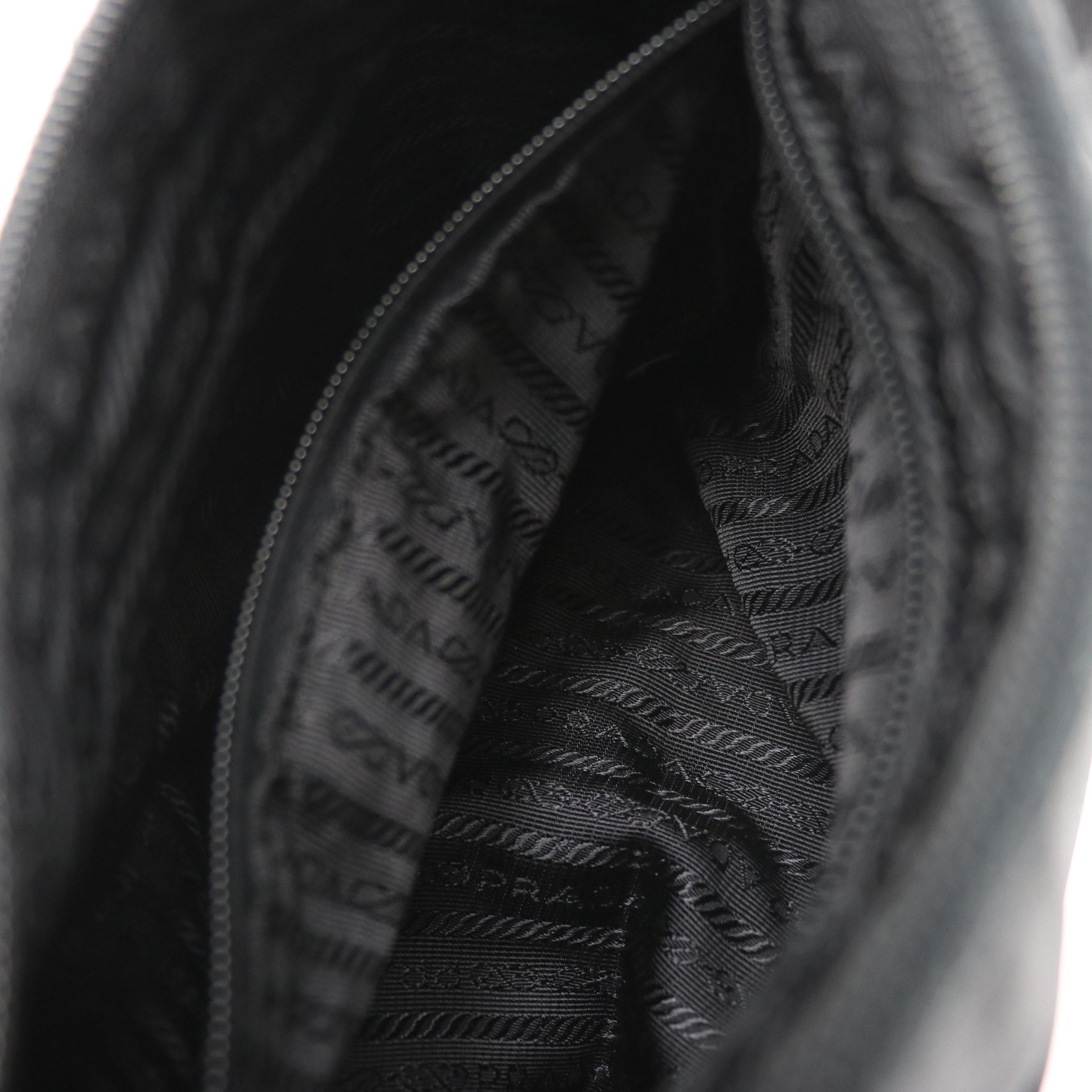 Prada Hobo Shoulder Bag in Black Nylon and Leather Trim