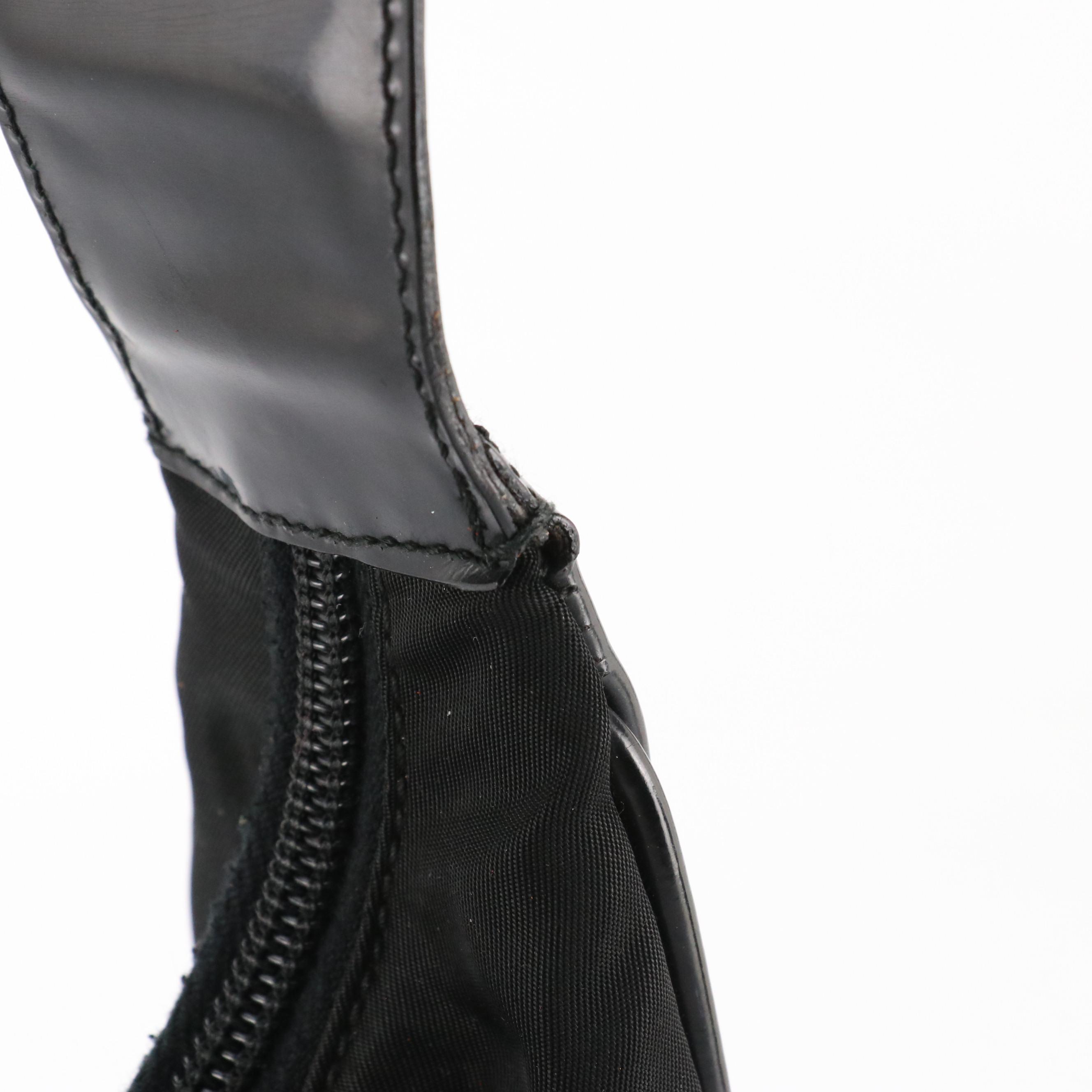 Prada Hobo Shoulder Bag in Black Nylon and Leather Trim