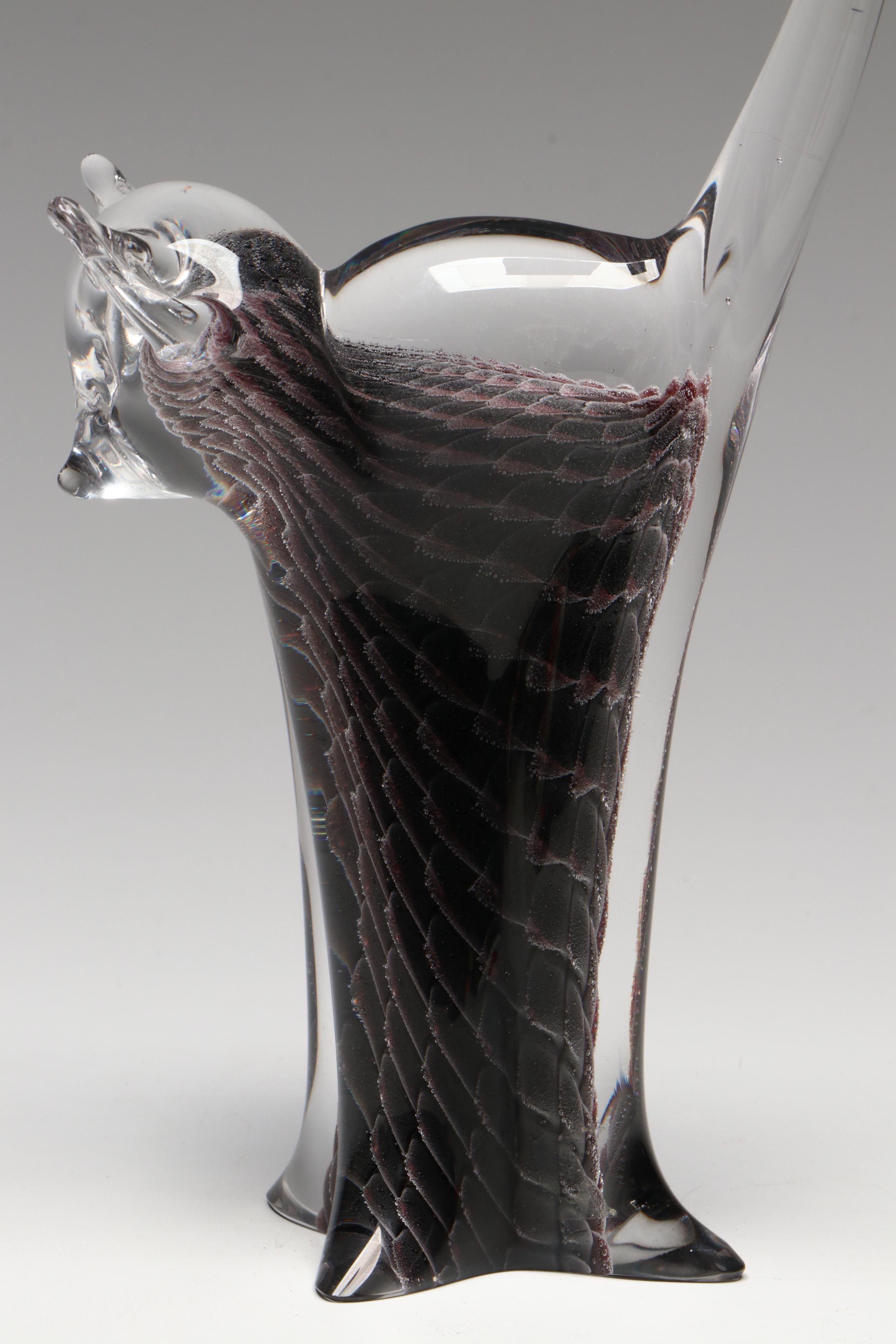 FM Marcolin Swedish Handmade Art Glass "Cat" Figure