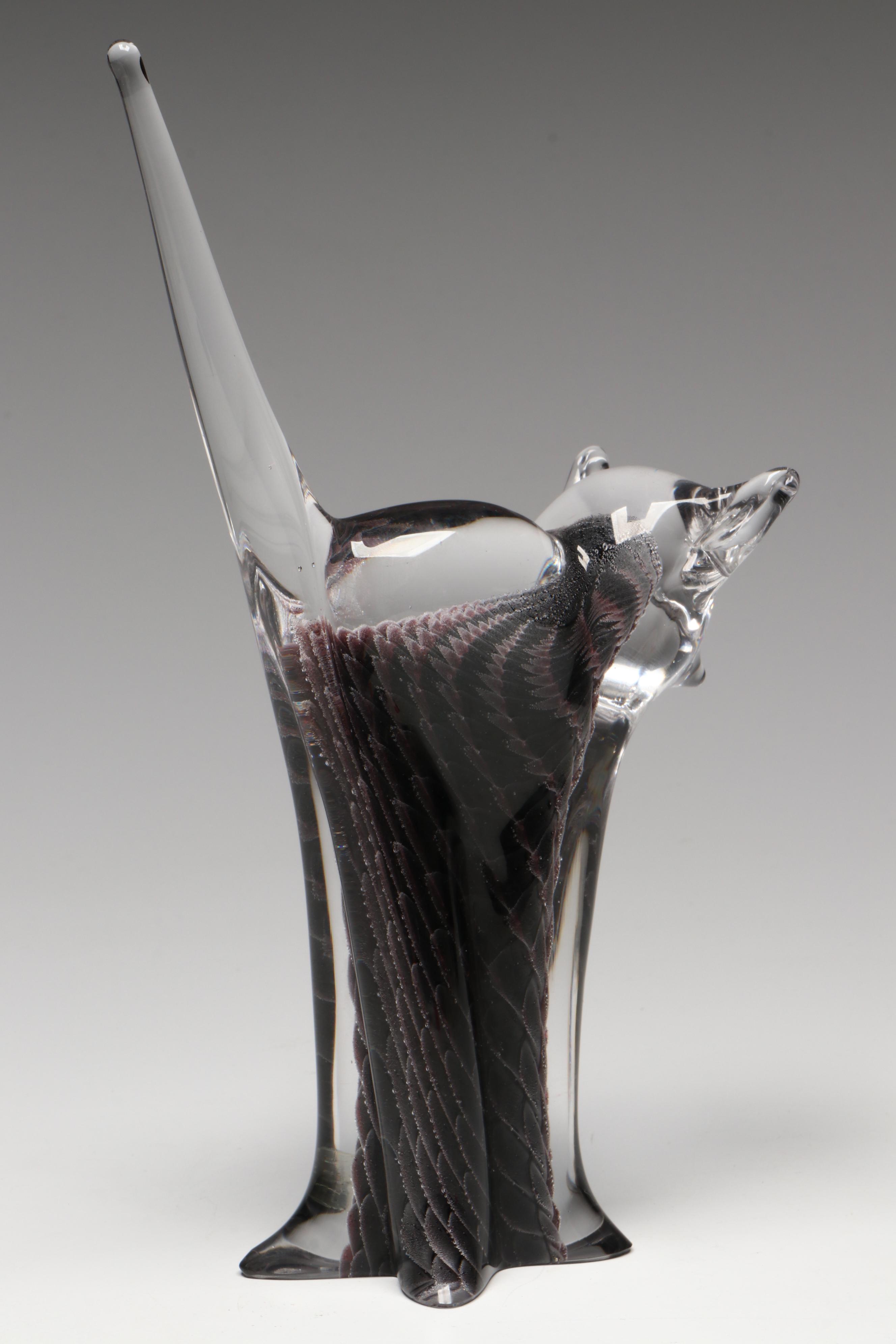 FM Marcolin Swedish Handmade Art Glass "Cat" Figure