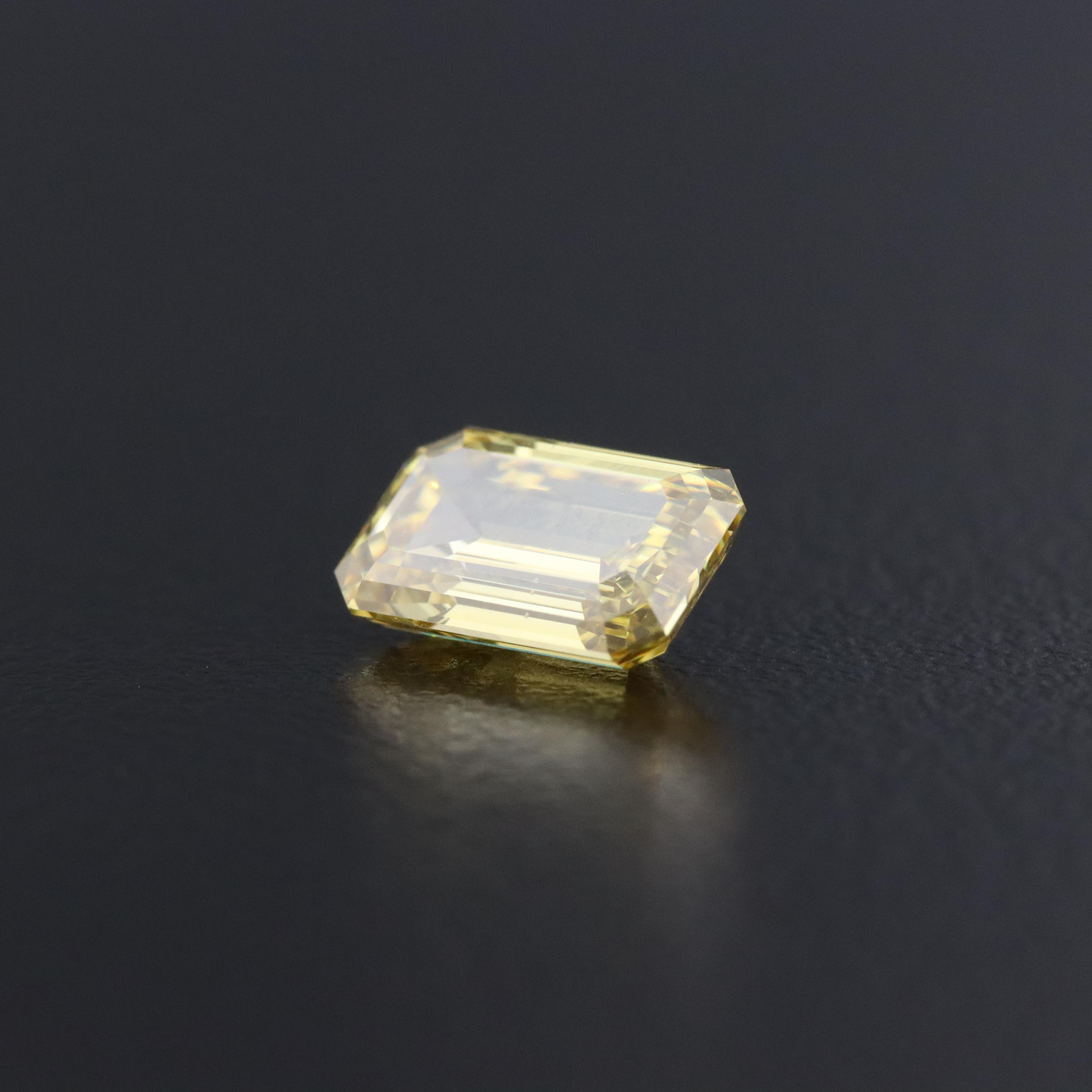 Loose 1.38 CT Lab Grown Fancy Yellow Diamond with IGI Report