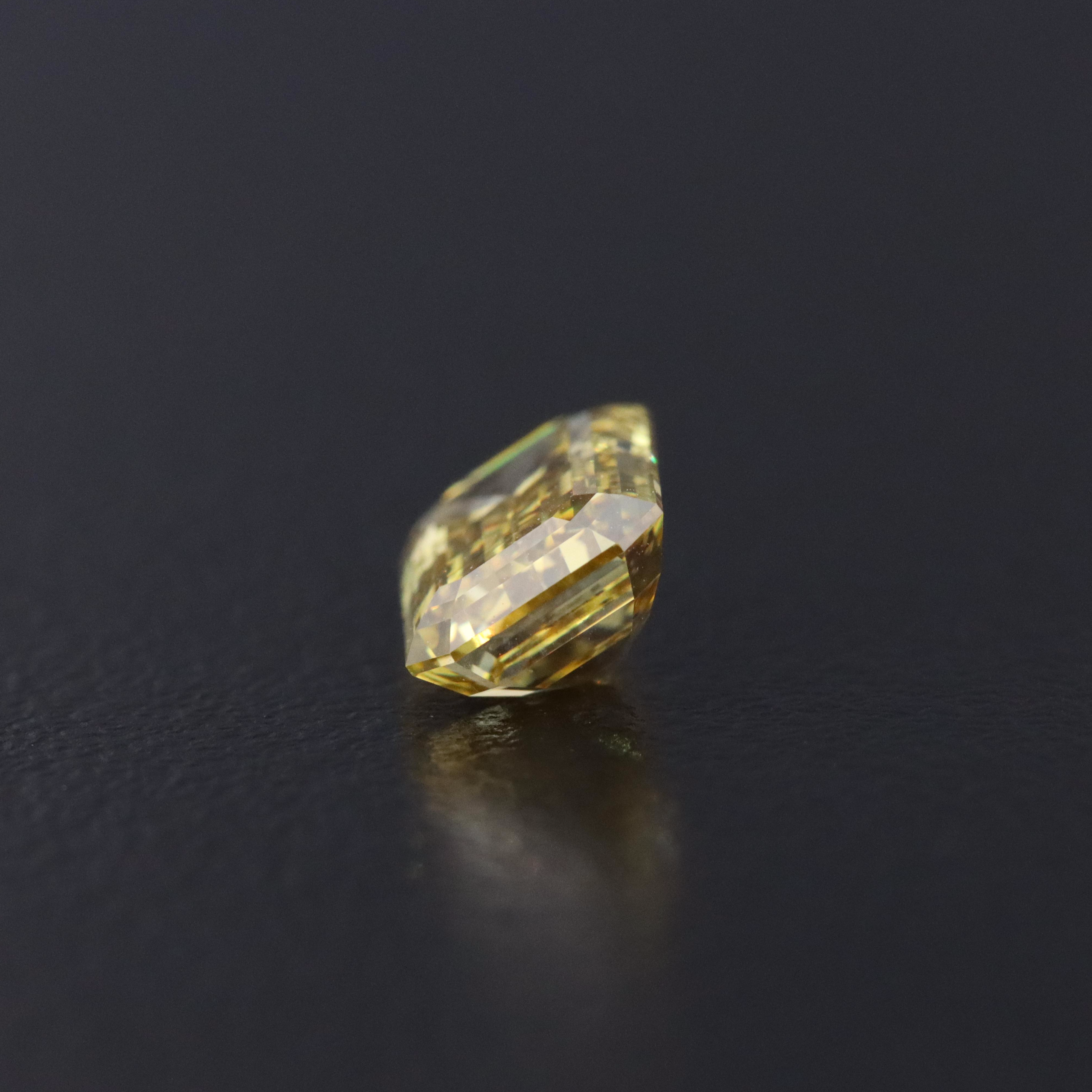 Loose 1.38 CT Lab Grown Fancy Yellow Diamond with IGI Report